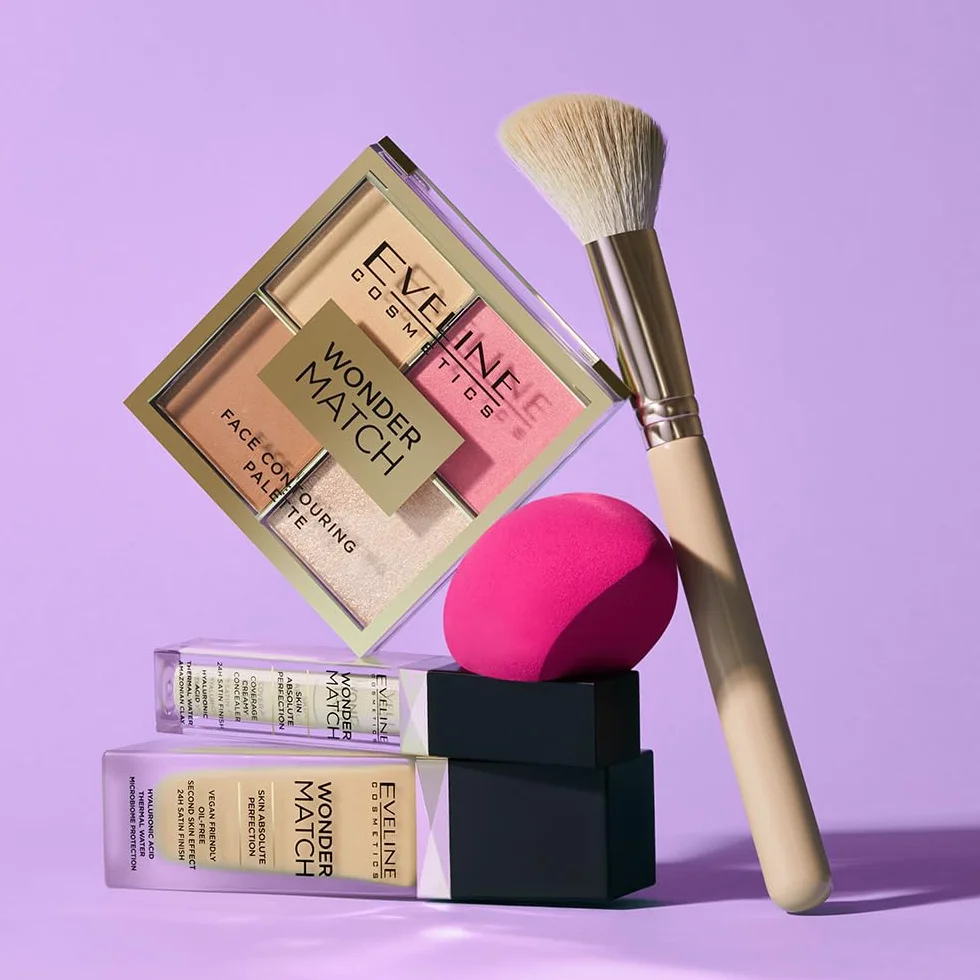 Eveline Cosmetics Wonder Match wielofunkcyjna paleta do twarzy – bronzer, róż, rozświetlacz i puder – wegańska formuła o zapachu czekolady, do makijażu dziennego i wieczorowego