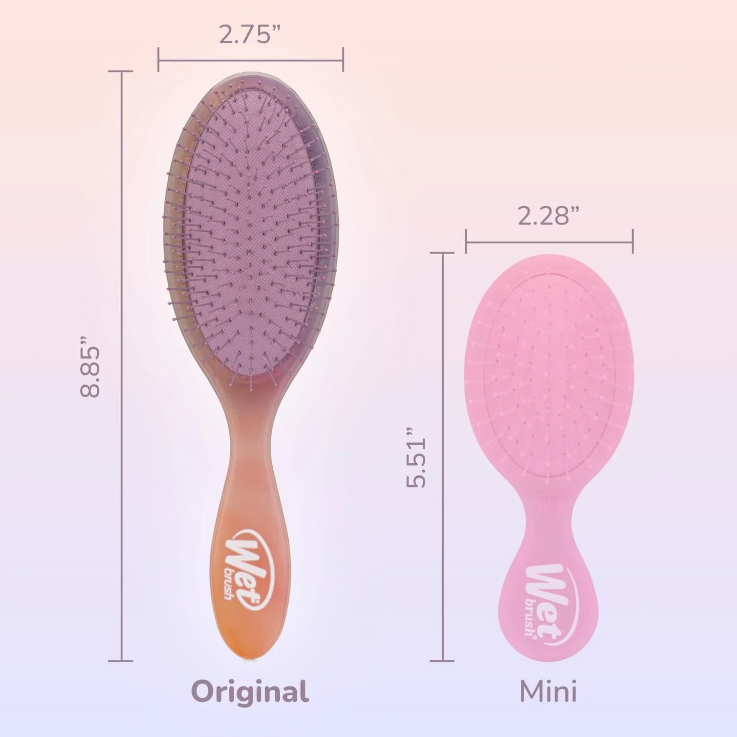 WetBrush Original Detangler Hair Brush Ultra Soft Intelliflex Bristles Desert Afterglow Pink