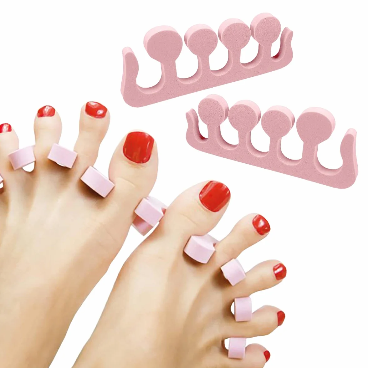 Separator do palców pianka miękka 2 sztuki przegrody do paznokci pedicure manicure RÓŻOWY