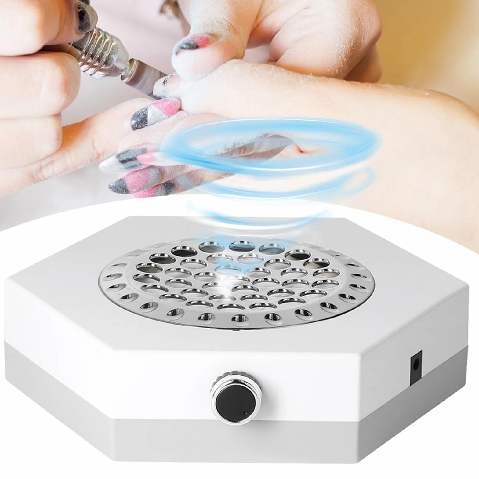 80W Elektryczny Odpylacz do Paznokci, Odkurzacz do Manicure z Filtrami Wielokrotnego Użytku