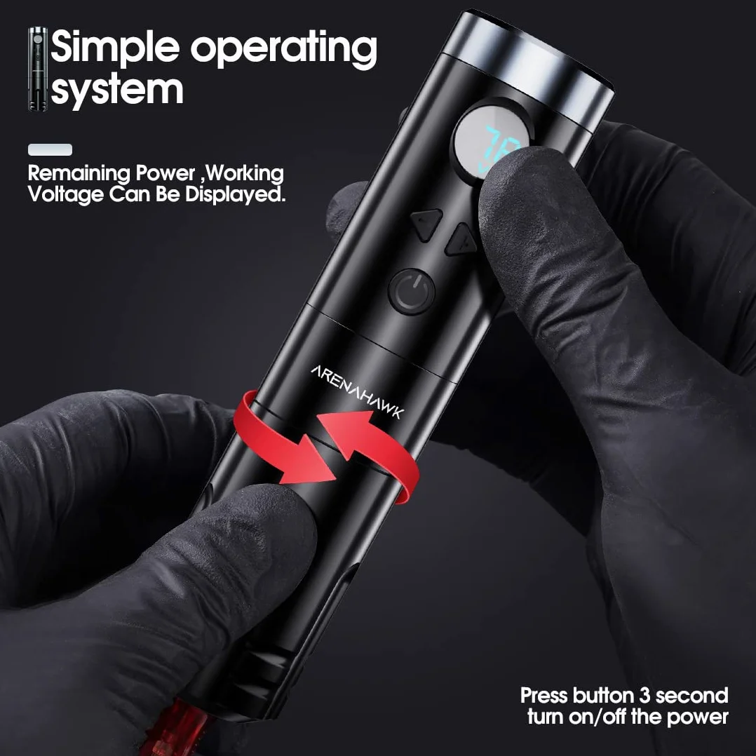 Wireless Tattoo Pen Maschine Set Rotary Battery with 2 Batteries 4mm