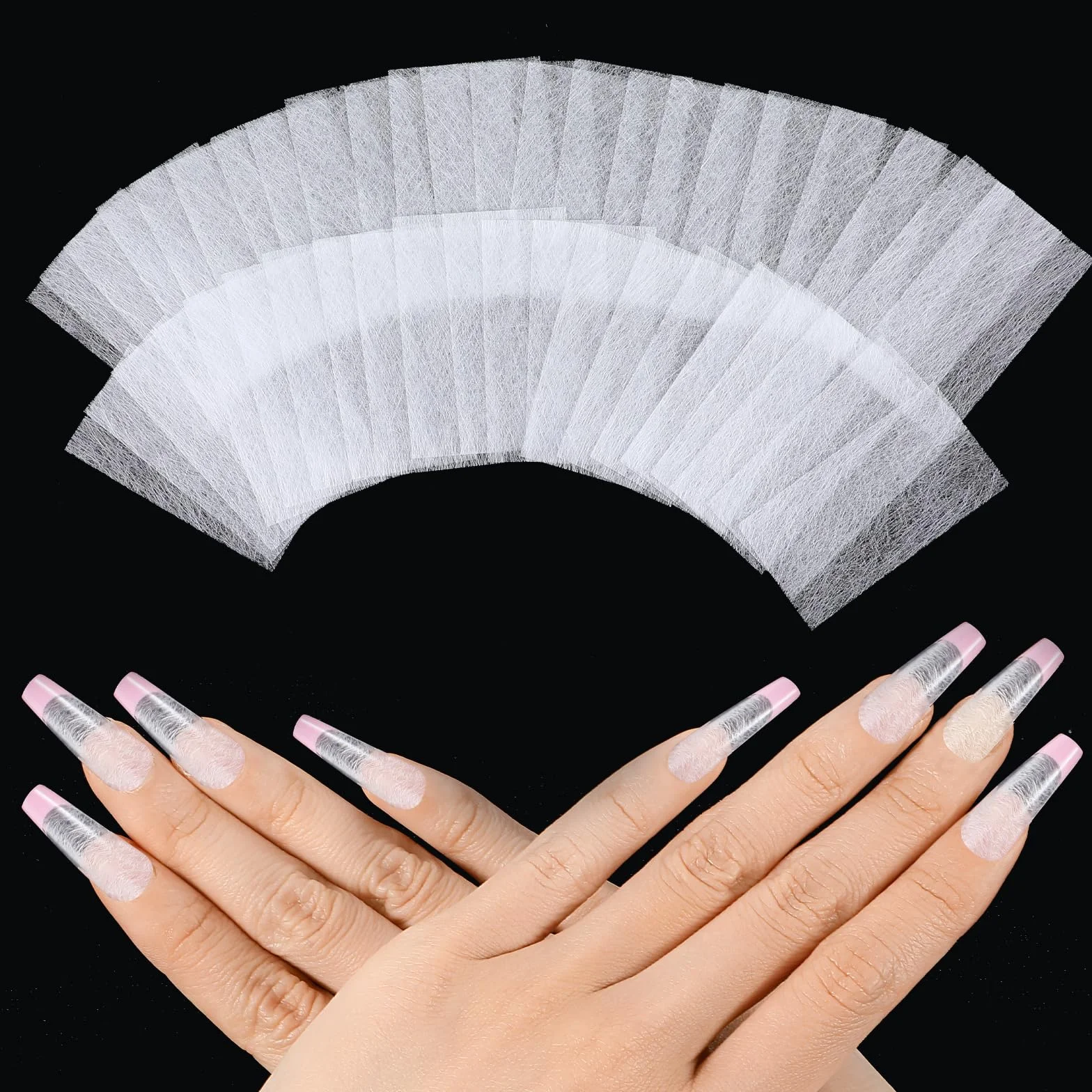 Przedłużki do paznokci żelowe z włókna szklanego 150 sztuk akcesoria