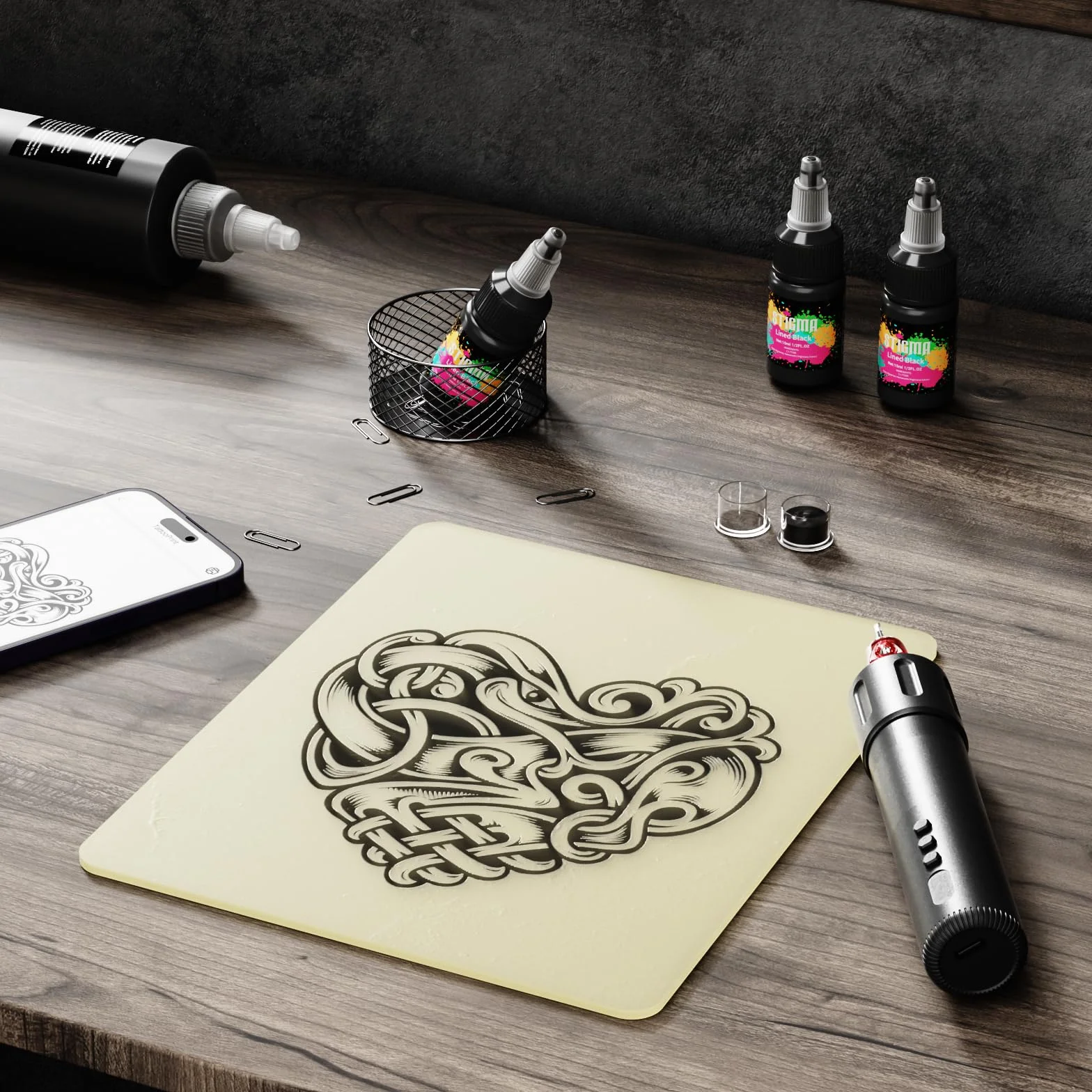 STIGMA Czarny tusz do tatuażu 15 ml, 1/2 uncji na butelkę Pro Black Tattoo Ink dla artysty tatuażu