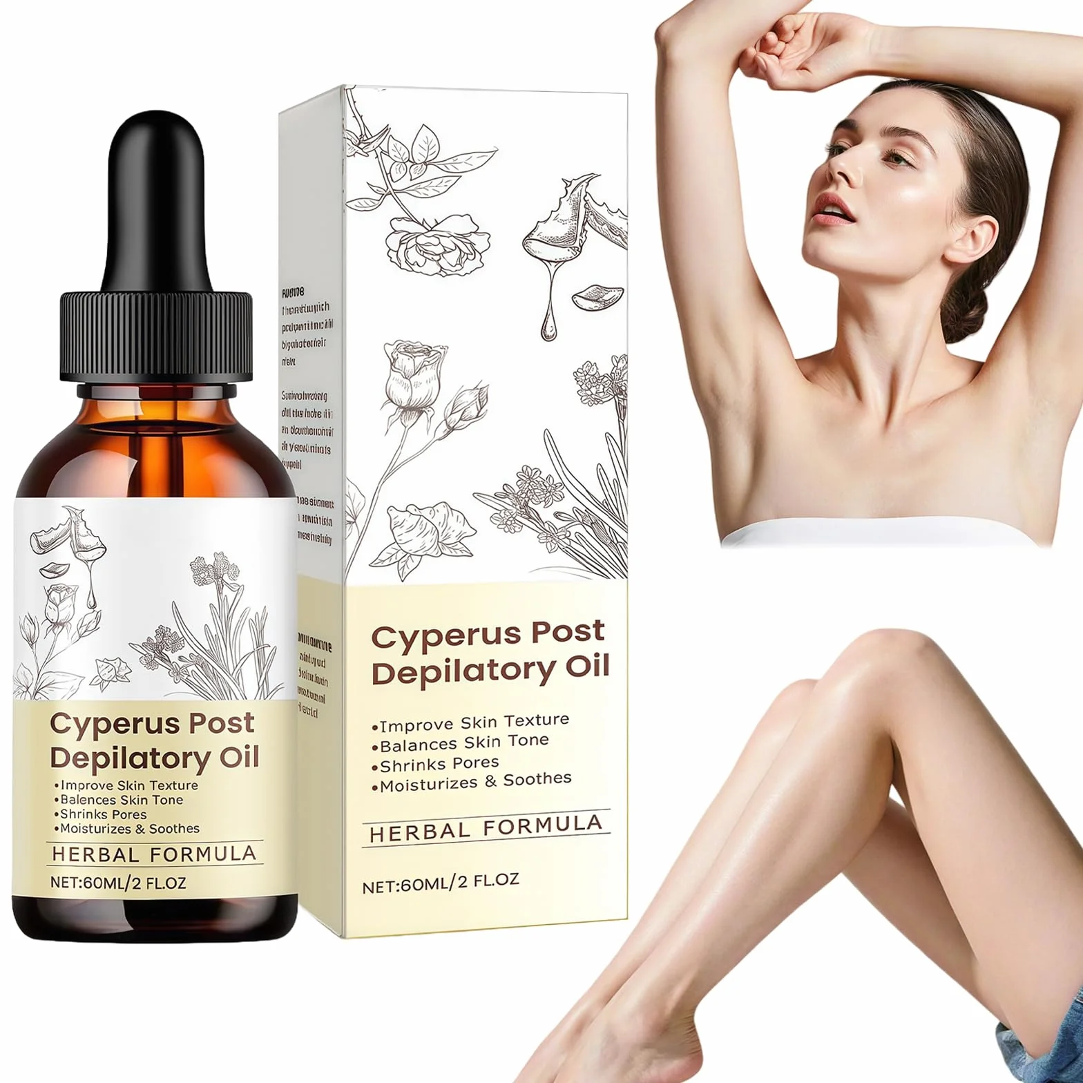 Flintronic Cyperus Rotundus Oil 60 ml naturalny olejek do depilacji redukujący wzrost włosów