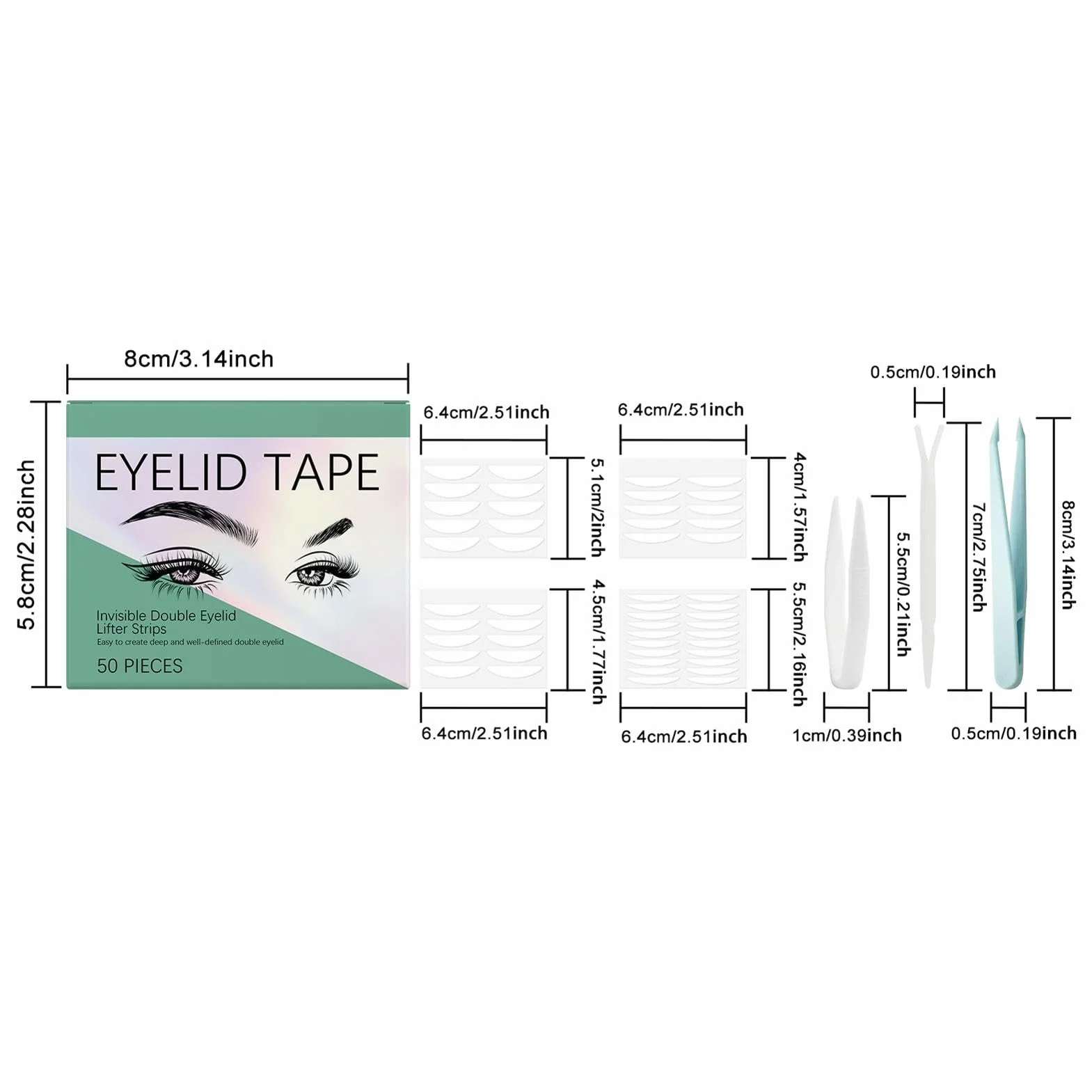 Eye Tape Hooded Eyes, Invisible Droopy Eyelid Lifter, Hooded Eyelid Lifter Strips, Eye Lift Tape, Eyelid Correcting Strips, Easy To Use, Portable for Droopy Lids
