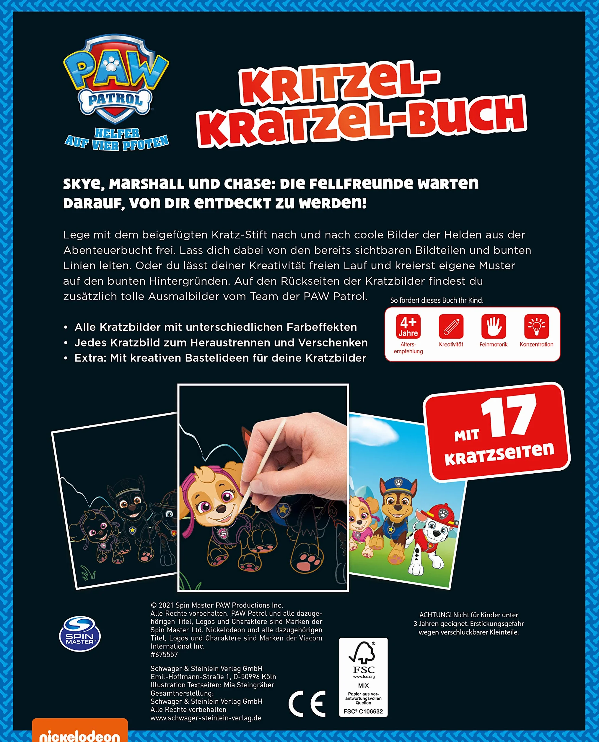 PAW Patrol Kritzel-Kratzel-Buch für Kinder ab 5 Jahren: Auskratzmotive mit tollen Farbeffekten. Kratzbuch mit Bambus-Stick: 1
