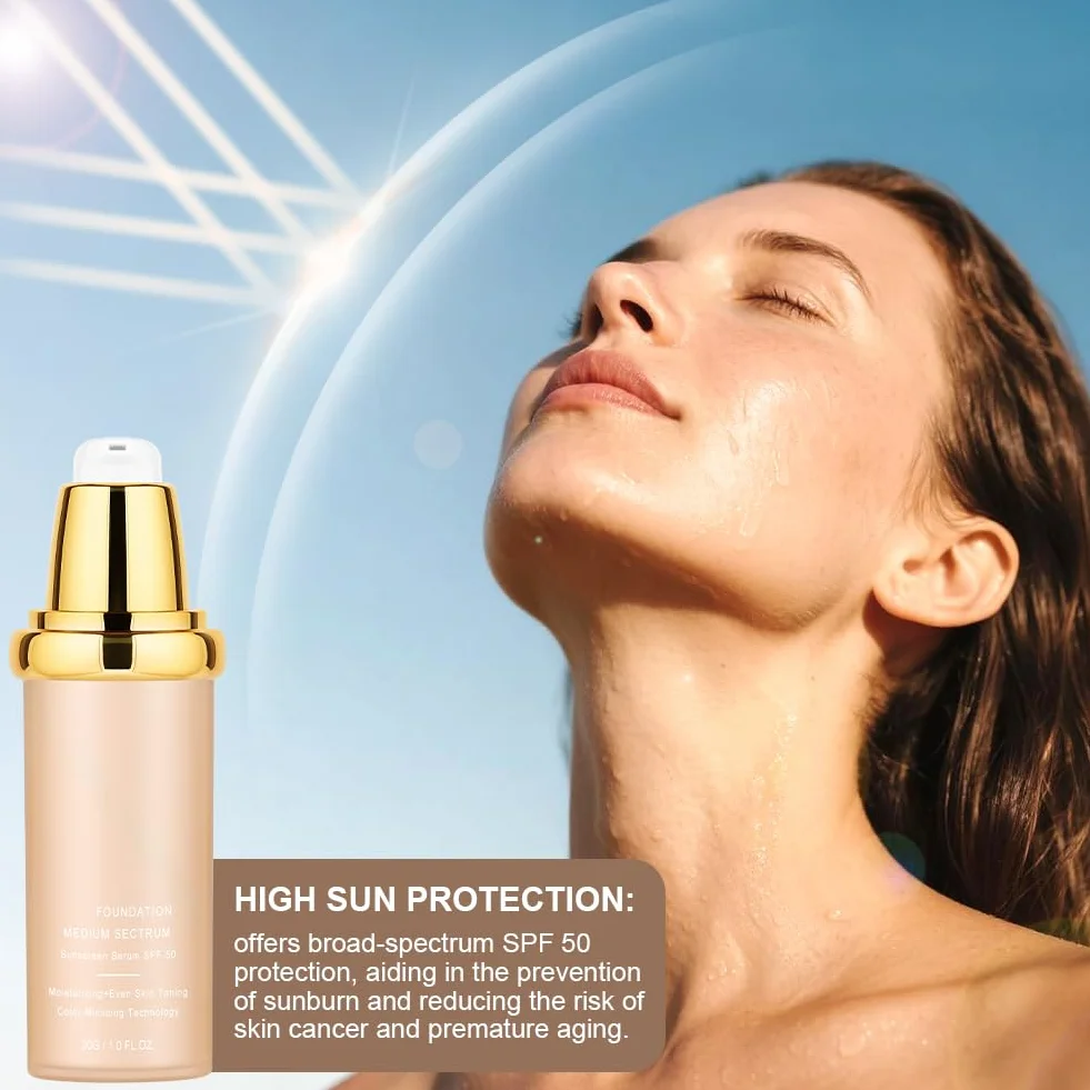 AUYAO Podkład do makijażu, wodoodporny, długotrwały, zmieniający kolor podkład SPF 50, płynny podkład nude, długotrwały, matujący, płynny makijaż, wegański, bezolejowy, podkład do makijażu do