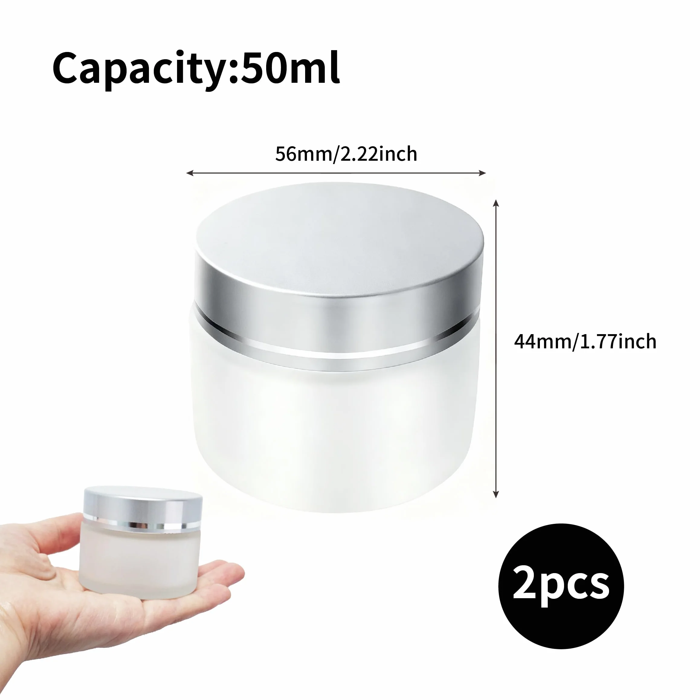Szklane słoiki na krem 50 ml zestaw 2 sztuk z pokrywką