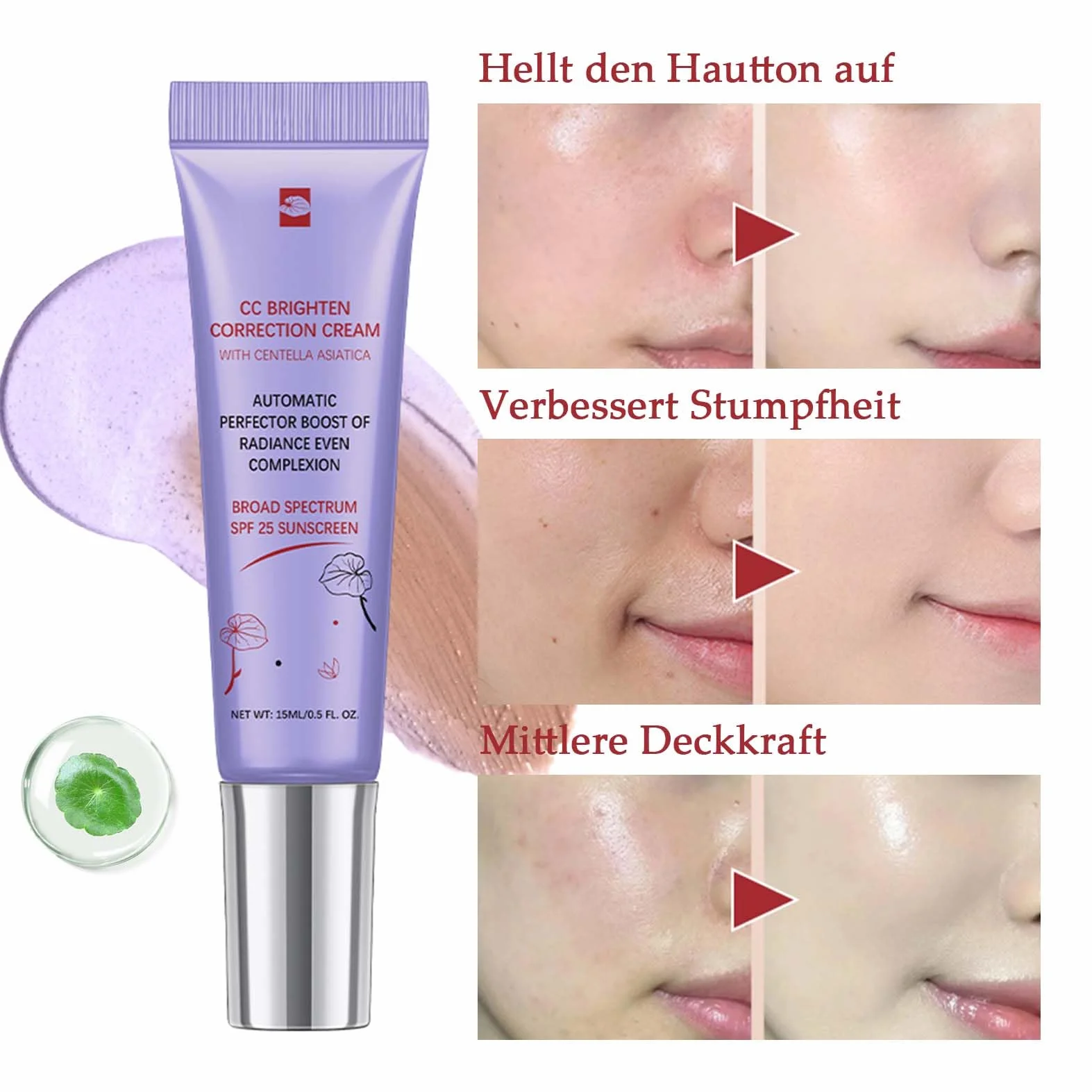 CC Cream Dull Correct – krem CC automatyczna pielęgnacja cery z Centella Asiatica – koreański podkład do makijażu z LSF 25 – poprawia cerę i nawilża – wodoodporny i trwały