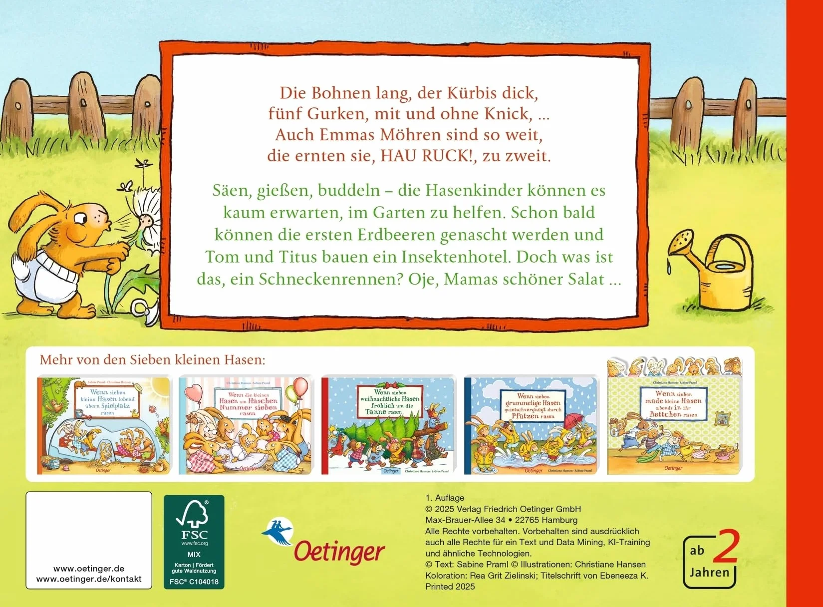 Wenn sieben kleine Gartenhasen zu Käfern und Radieschen rasen