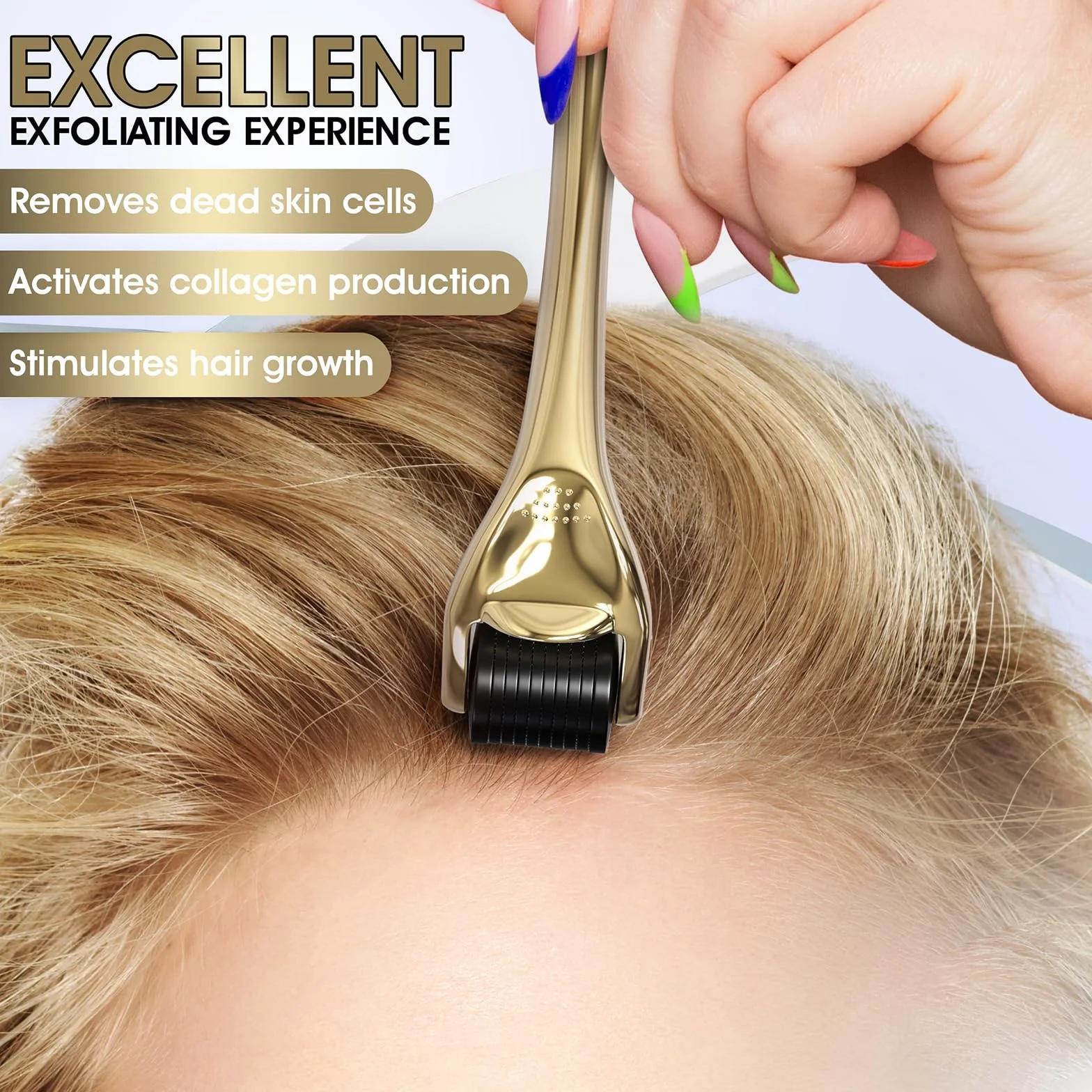 Moguri® Derma Roller zawiera pudełko, kup Youthful Glow z mikroigłami 0,5 mm do twarzy, profesjonalne rezultaty w domu, wybór na prezent, Boże Narodzenie, złoty