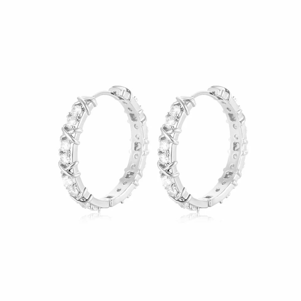 Kolczyki Hoop 925 Sterling Silver Creole Małe Hipoalergeniczne Cyrkonia Błyszczące Diament Prezenty dla kobiet Mężczyźni