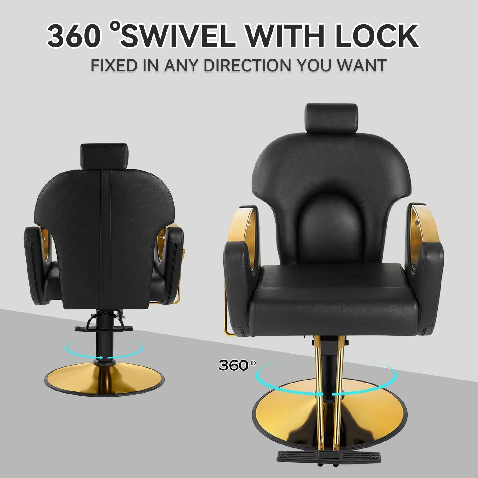 Hydrauliczny Fotel Salonowy Obrotowy do Stylizacji Włosów o 360 Stopni, Regulowana Wysokość - Salon Tatuażu, Salon Kosmetyczny, C