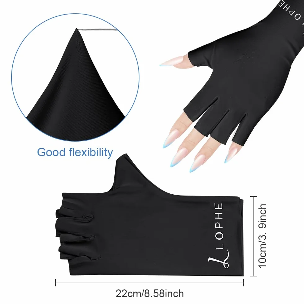 LOPHE Damskie rękawiczki anty-UV bez palców, żelowe rękawice do manicure'u, ochrona przeciwsłoneczna UPF200+ do żelowego manicure'u / roweru/jazdy samochodem/fitness/wędkarstwa, elastyczny, lekki