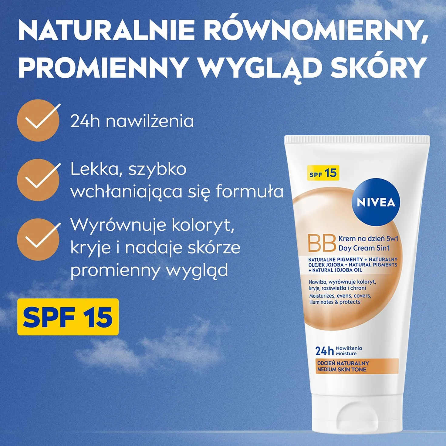 NIVEA Krem BB nadający koloryt 5w1 z SPF 15 - ciemny 50 ml