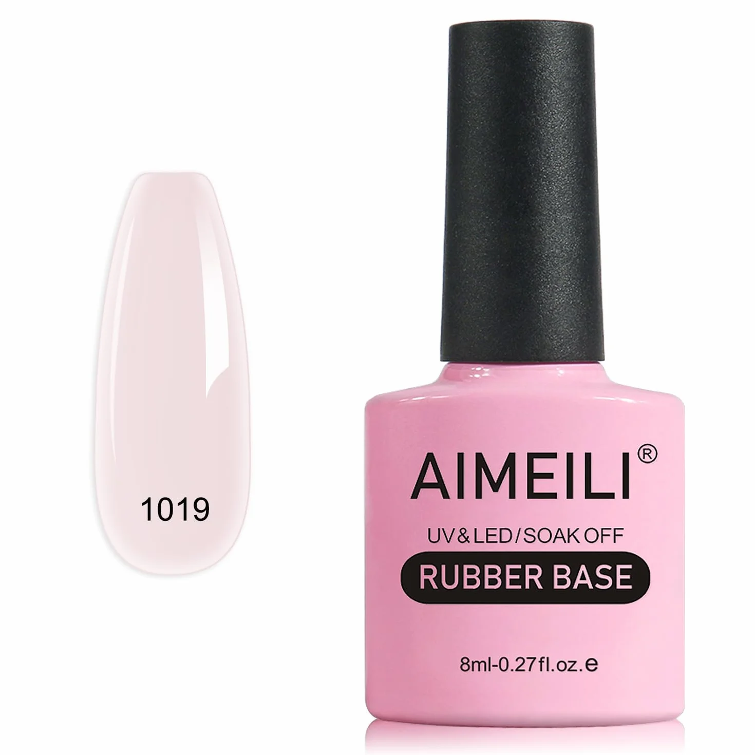 AIMEILI Gumowy żel bazowy lakier do paznokci, błyszczące wykończenie i długotrwały żel budujący lakier bazowy do paznokci Soak Off Nail Art Design - RB1019 8 ml