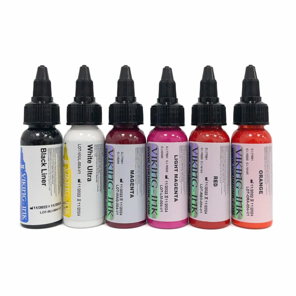 VIKING INK Zestaw do tatuażu BASIC COLORS, 1 uncja (30 ml), 12 sztuk