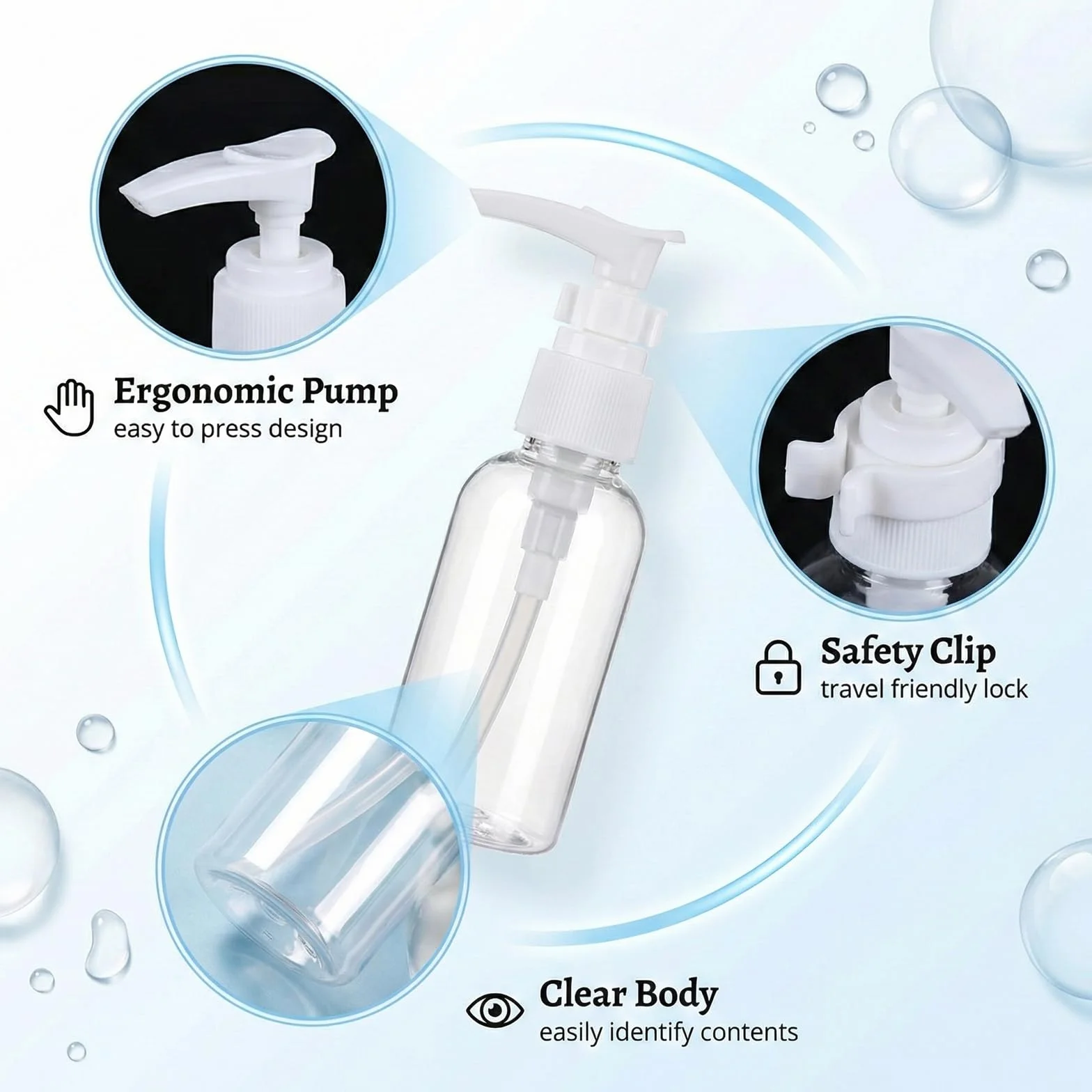 Plastikowe butelki z pompką Airless 30 ml przezroczyste podróżne
