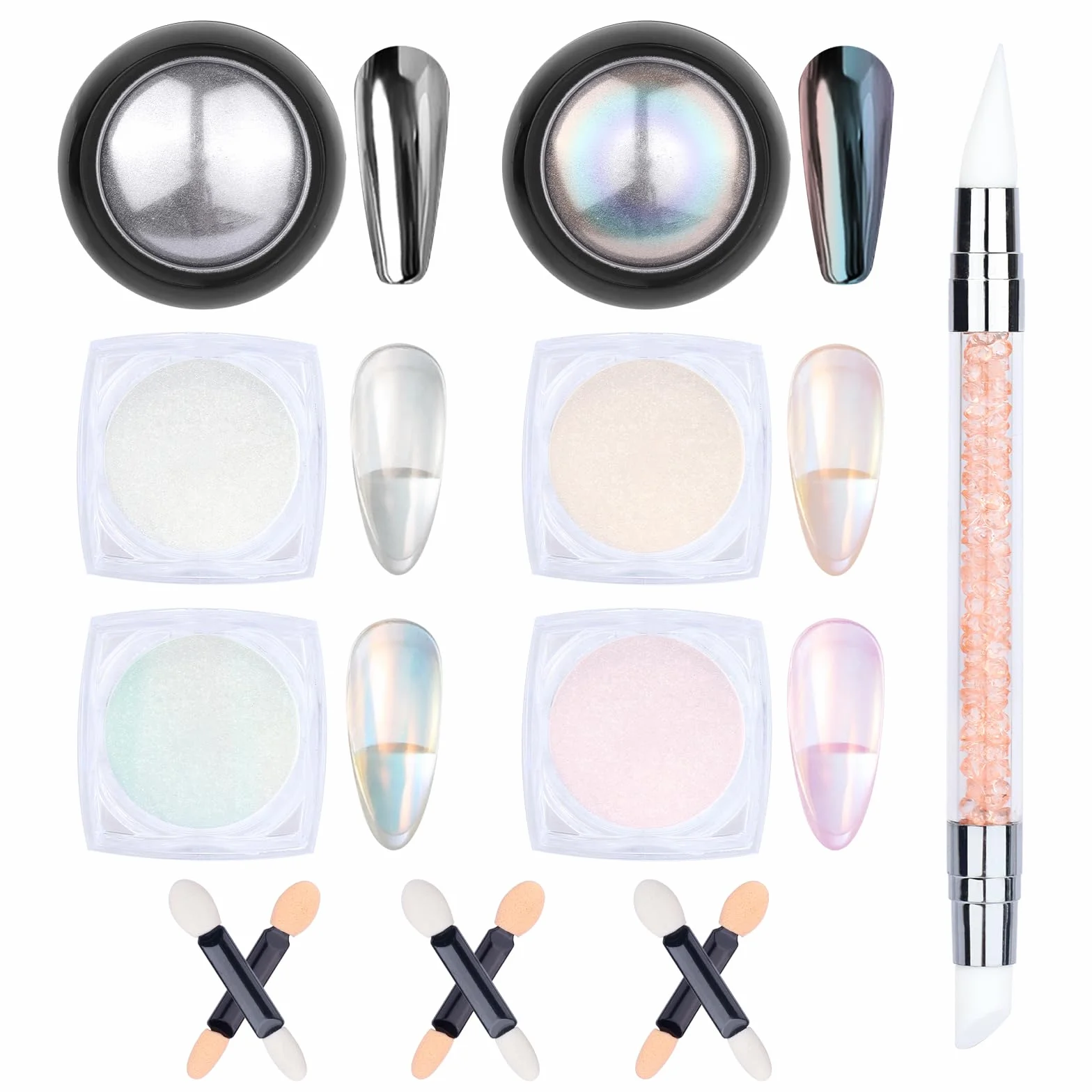 Aurora Ice Shimmer chromowany proszek do paznokci metaliczny lustrzany pigment brokatowy