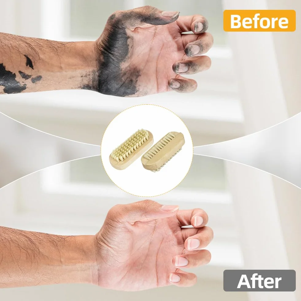 Dwustronna drewniana szczotka do paznokci z włosia dzika do manicure i pedicure