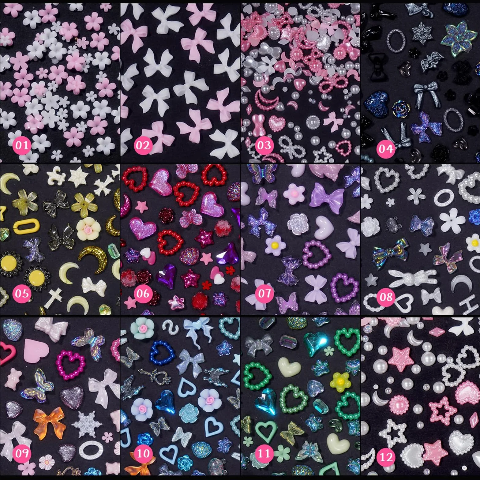 Kolorowe koraliki do paznokci 3D kwiaty serce gwiazdy żywica stras akcesoria manicure DIY