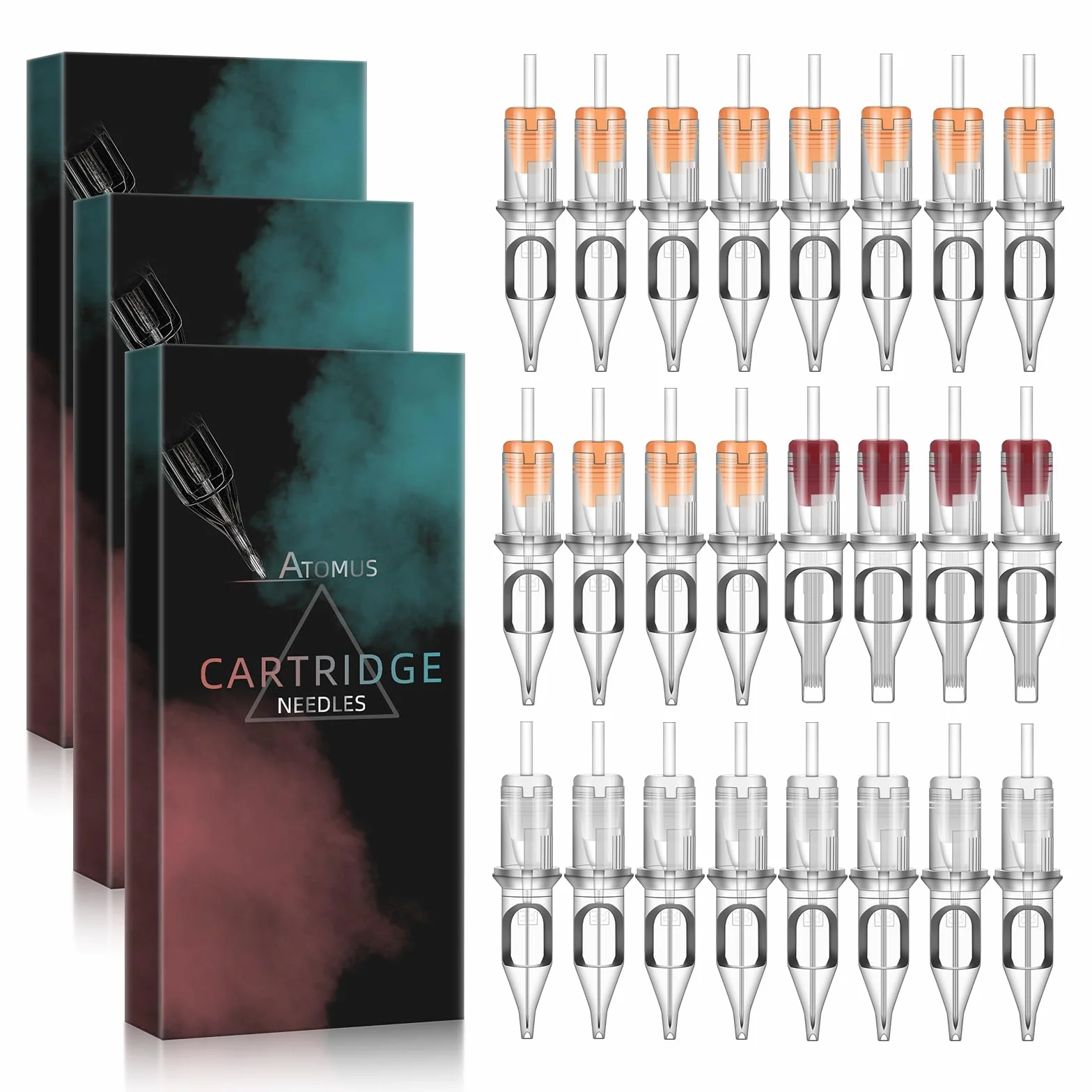 ATOMUS Tattoo Cartridge Needles 50pcs 1001RL 3RL 5RL 7RL 9RL 3RS 5RS 7RS 9RS 15RM Rotary Machine