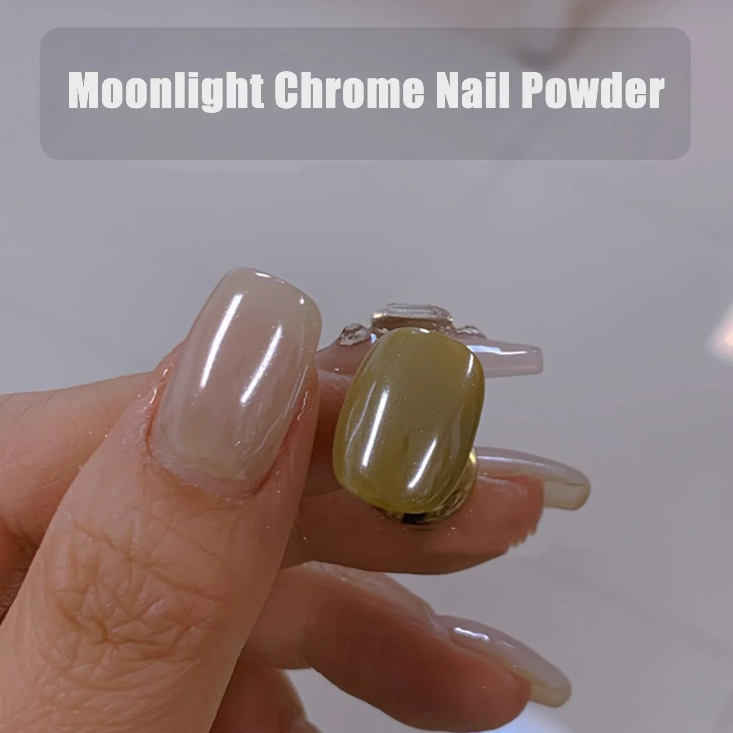 2 pudełka White Pearl Chrome Nail powder Transparentny Aurora Chrome Pigment dla nóg, lśniące glitter powders efekt lustrzany