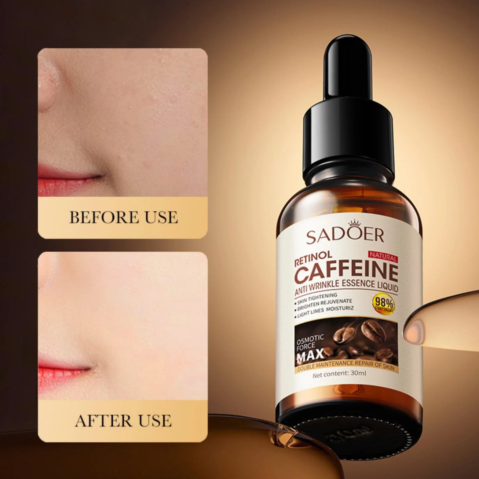 Serum z retinolem przeciwzmarszczkowe pod oczy z kwasem hialuronowym i niacynamidem 30 ml