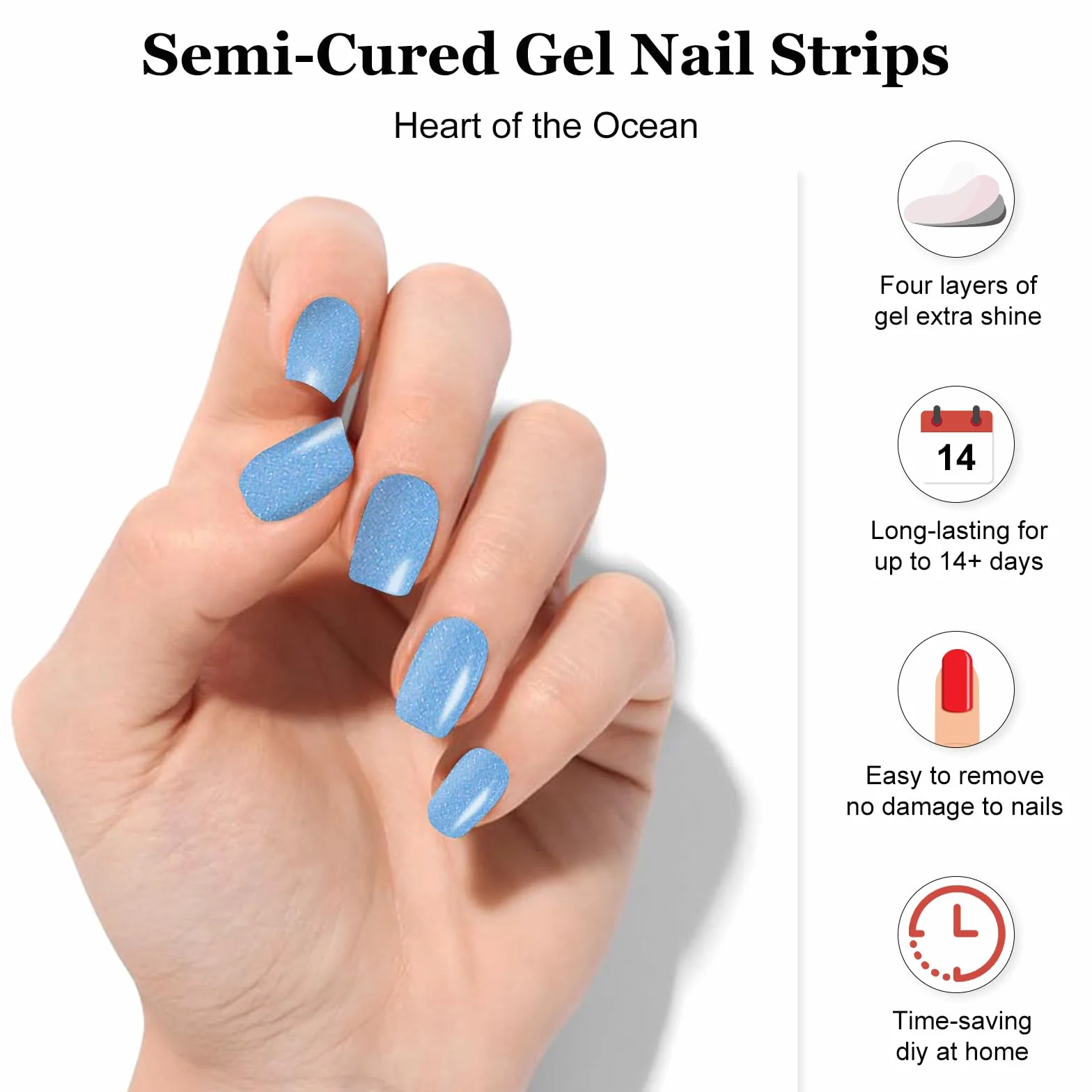 Uv Gel Naklejki do paznokci, 20 szt. Błyszczące, częściowo utwardzone naklejki z żelu UV, trwałe naklejki do paznokci do naklejenia, francuskie naklejki do paznokci UV/LED - wymagana lampa