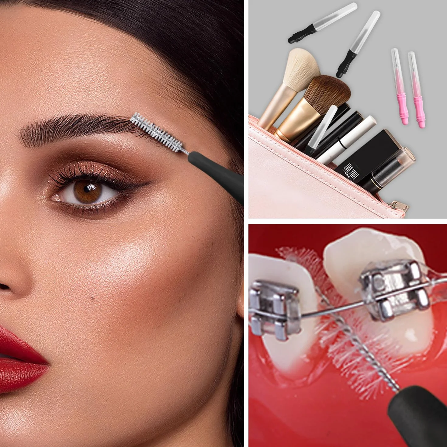 30 szt. Mini szczotka do brwi, przenośna szczotka do rzęs, przedłużanie rzęs, szczotka z kapturkiem, szczotka międzyzębowa, szczotka do pielęgnacji jamy ustnej do brwi