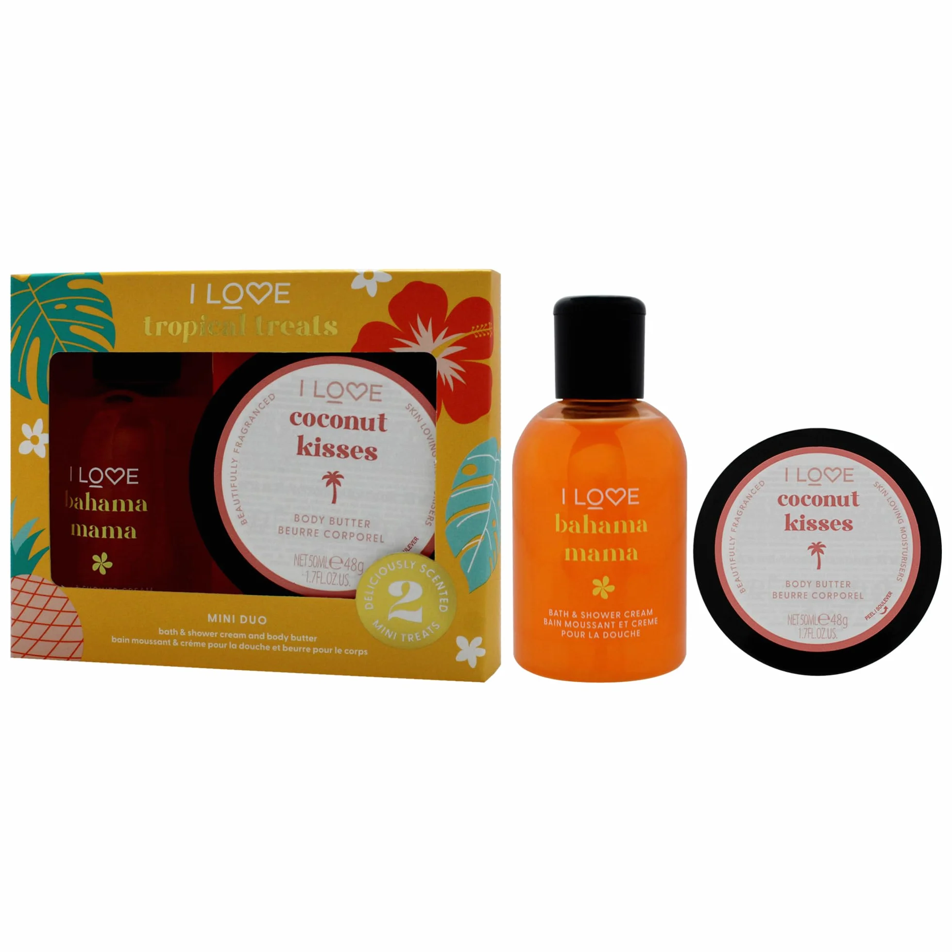 I Love Cosmetics Miniaturowe Tropical Treat Box 2 szt. Kąpiel i Krem Body Butter