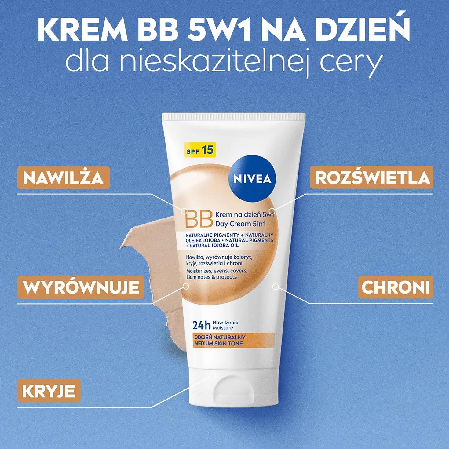 NIVEA Krem BB nadający koloryt 5w1 z SPF 15 - ciemny 50 ml