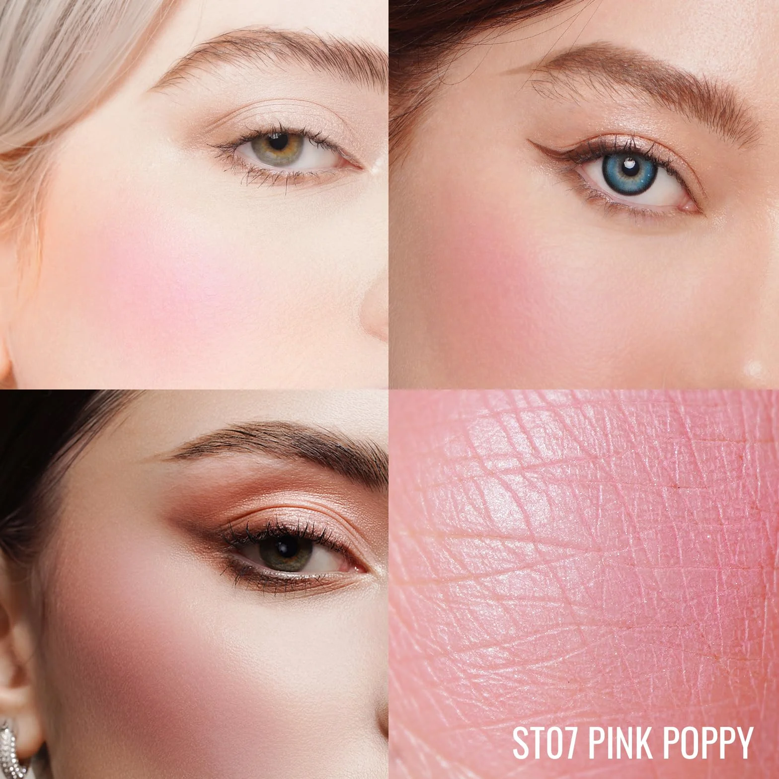 Oulac Satin Blush Make up, rozświetlacz z rumieńcem, długotrwały róż do makijażu, ST07 Pink Poppy