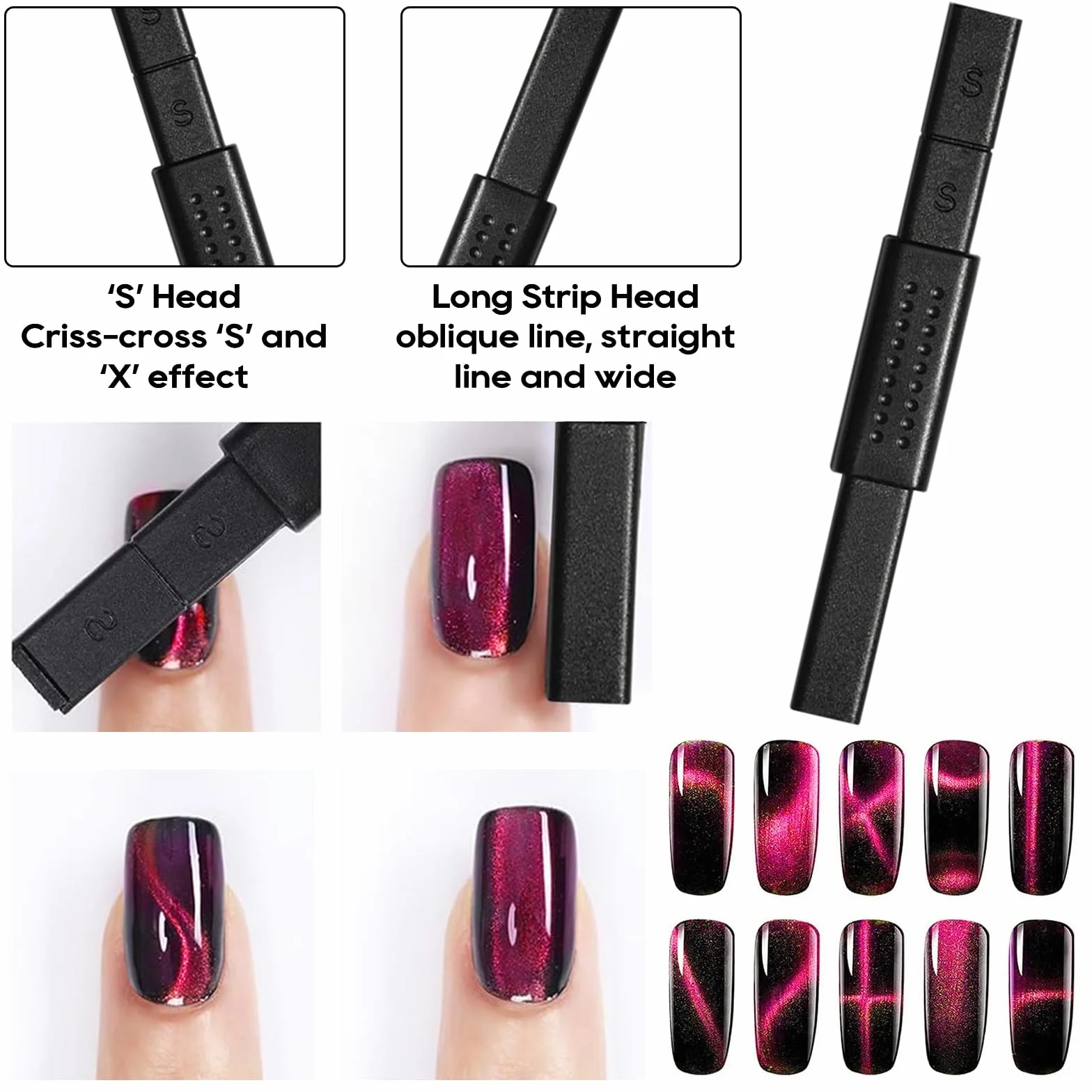 16 Sztuk Narzędzi do Zdobienia Paznokci w Sztyfcie Magnetycznym DIY Magic 3D Cat Eye, do Stosowania z Żelem UV Lub Lakierem do Paznokci, Magnetyczny Pisak dla Kota do Stylizacji Paznokci