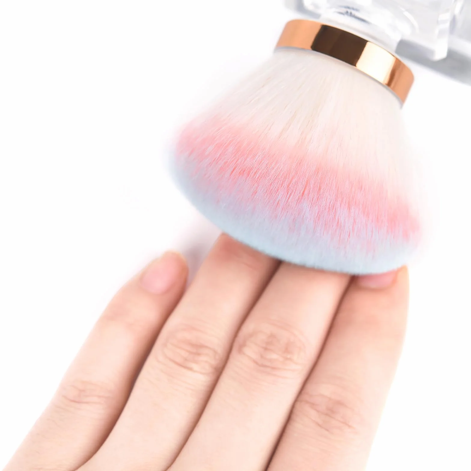 KADS Pędzel do kurzu do paznokci, pędzel do makijażu, kształt kwiatu, kryształowa podstawa, szczotka do czyszczenia paznokci, narzędzie do manicure, pedciure (kształt różowego kwiatu)