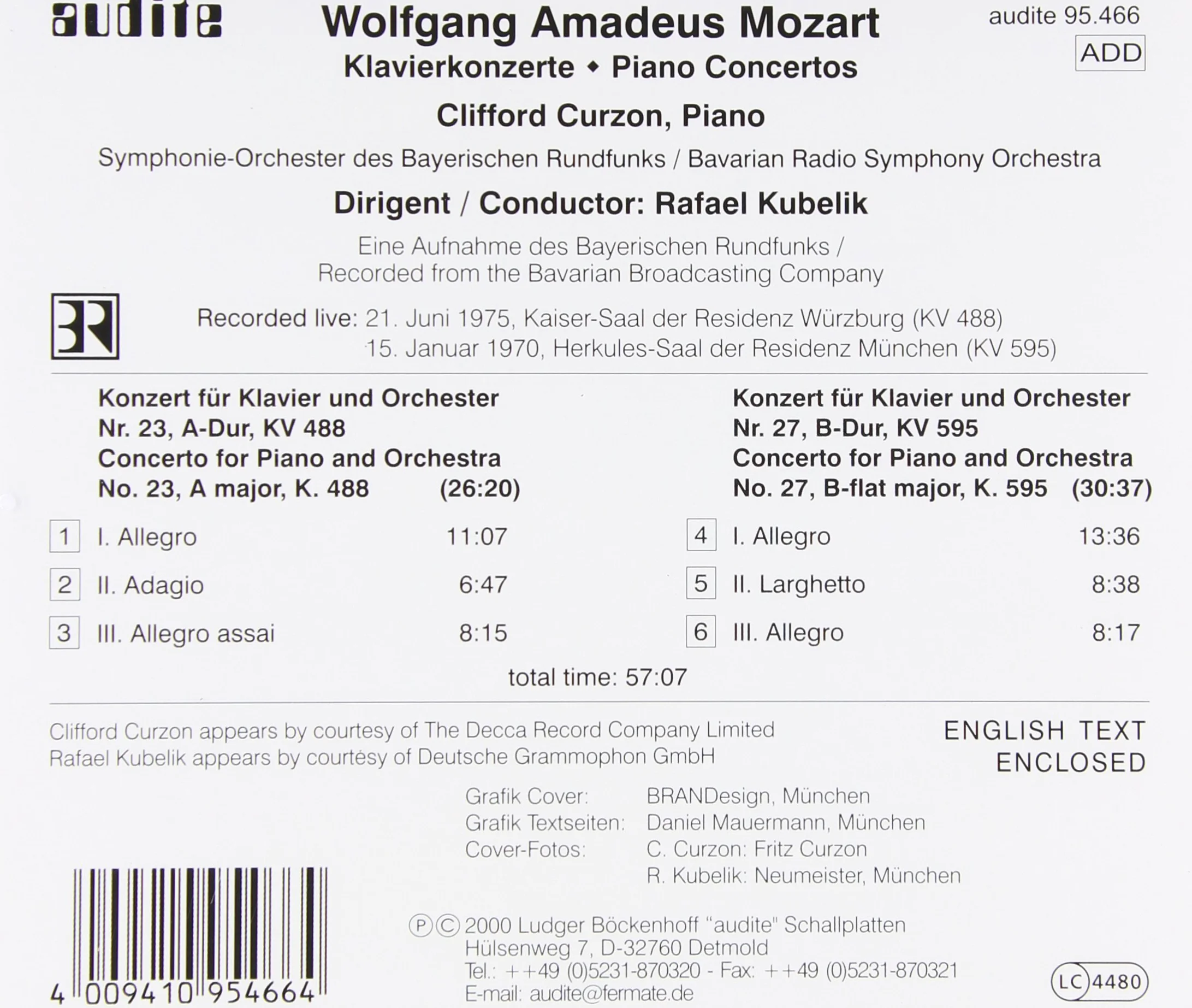 Piano Concertos Nos. 23 And 27 (Kubelik, Curzon)