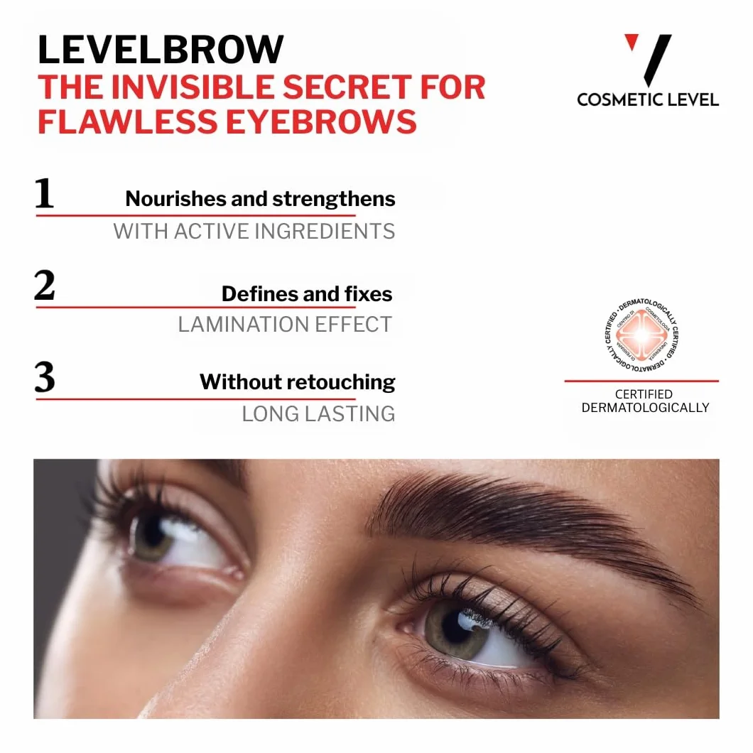 LEVELBROW Lamination Fix & Treat | Przezroczysta warstwa wierzchnia do pełnych, wyraźnych brwi | żel bez tranferu, bardzo szybkie schnięcie, łatwe i szybkie nakładanie | 6 ml