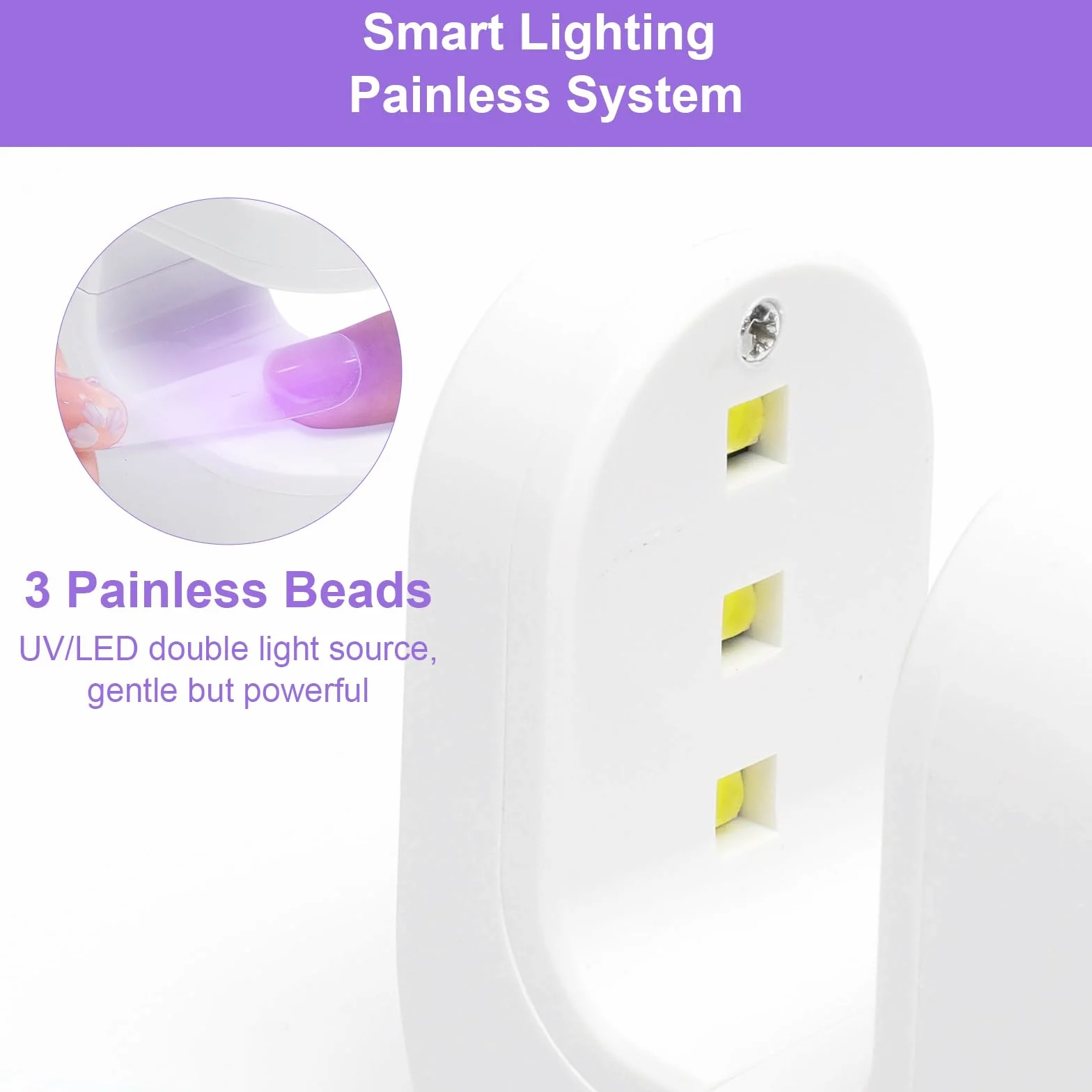 Mini lampa UV do paznokci, lampa UV, przenośna lampa do paznokci UV, suszarka do paznokci żelowych, lampa LED, mała lampa do paznokci, minutnik 30s/60s, mini lampa UV, manicure "zrób to sam" w domu i