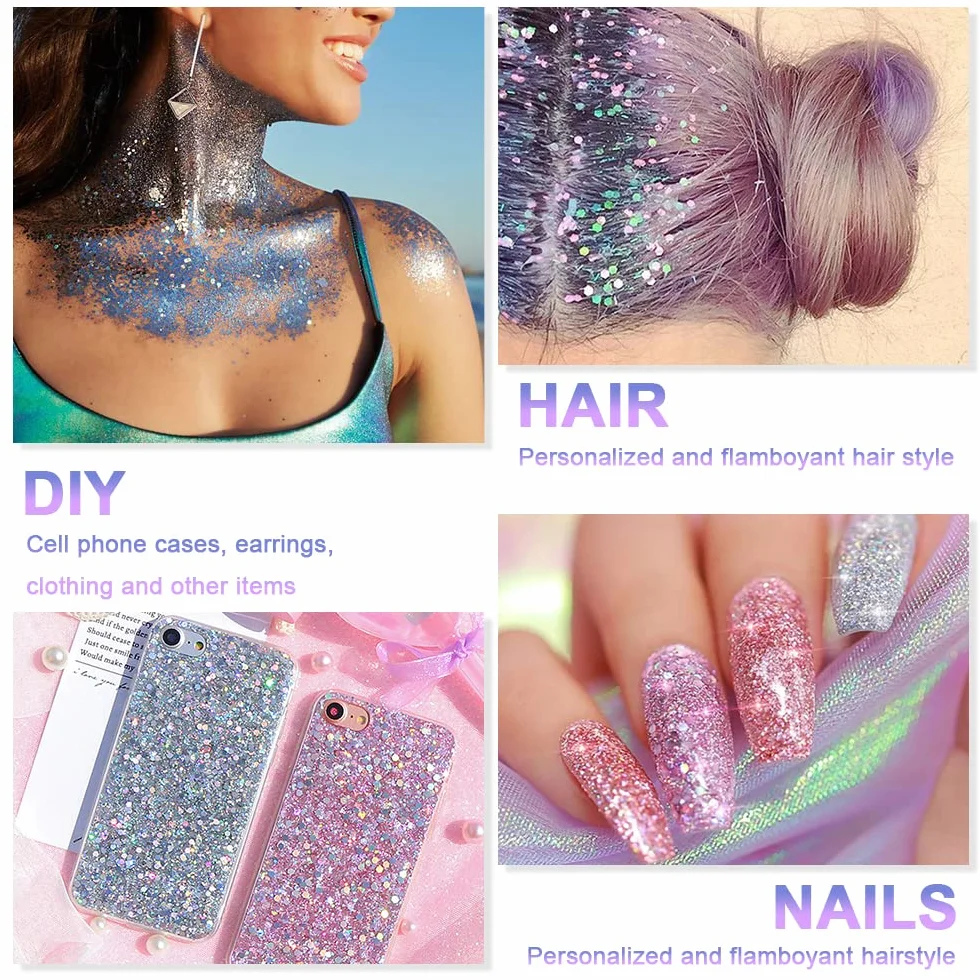 URAQT Żel brokatowy do ciała Chunky Glitter Gel Body Lotion brokatowy płynny cień do powiek cekiny syrenki