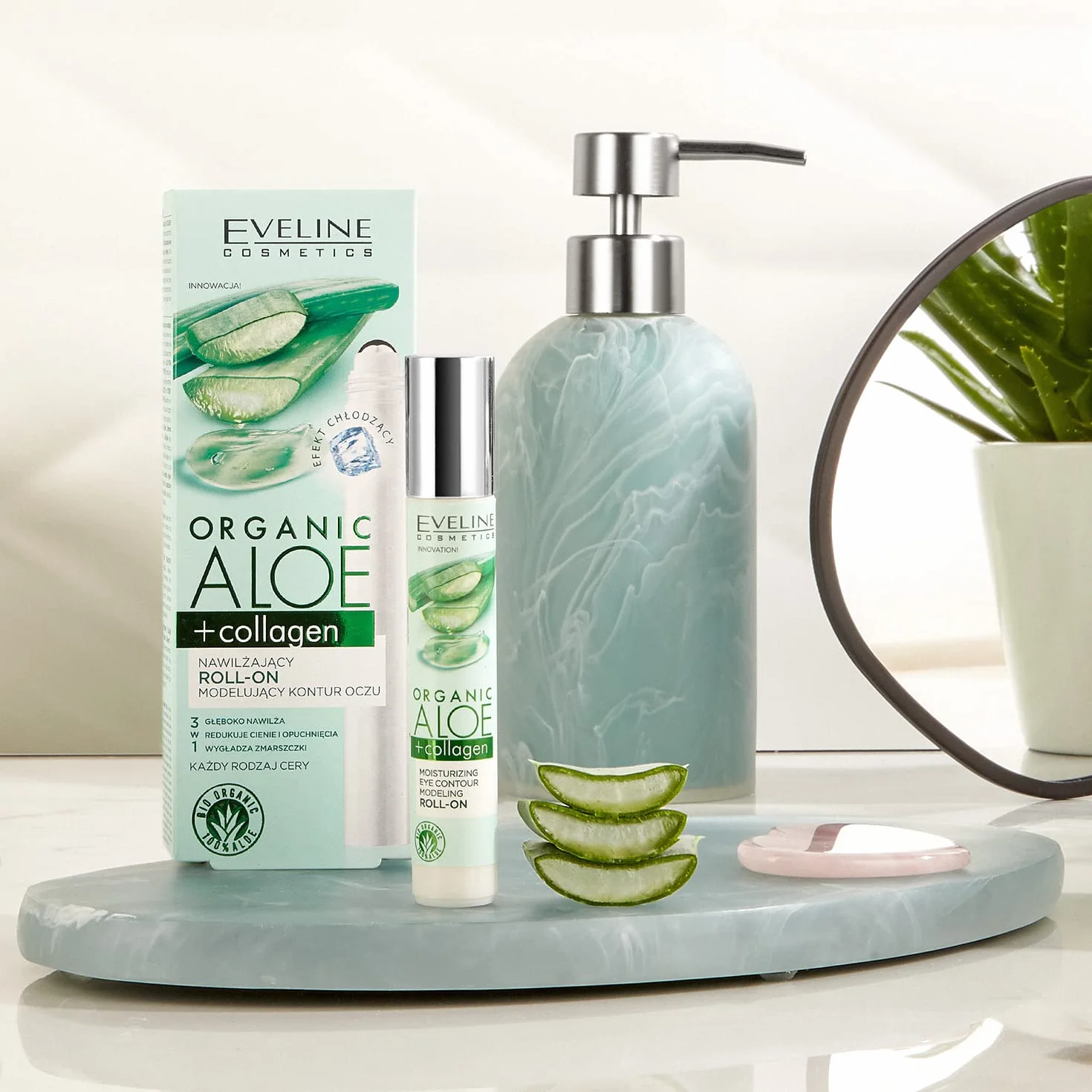 Eveline Cosmetics JB15ACRO Organic Aloe + Collagen Nawilżający roll-on modelujący kontur oczu, 15 ml