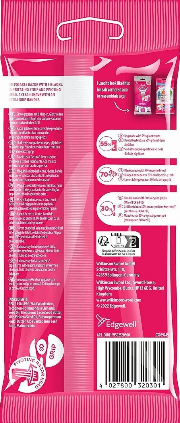 Wilkinson Jednorazowa golarka dla kobiet ekstra 3 Beauty 4 sztuki