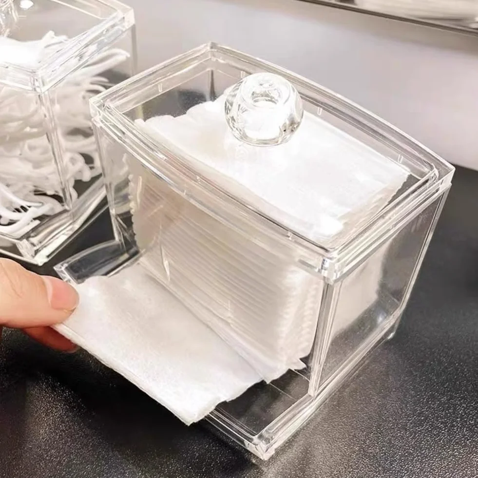 AUNMAS Waciki z końcówką Q-tip Box organizer do przechowywania kosmetyków przezroczysty dozownik plastikowy kanister przezroczysty uchwyt etui do domu