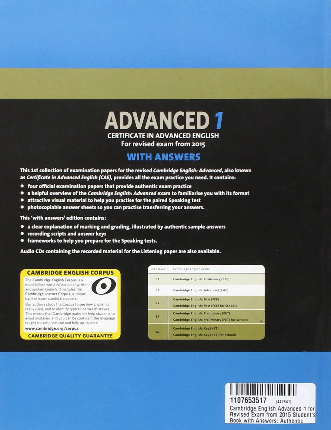 Cambridge English Advanced 1 for Revised Exam from 2015 Student's Book with Answers: Authentic Examination Papers from Cambridge English Language Assessment: Vol. 1