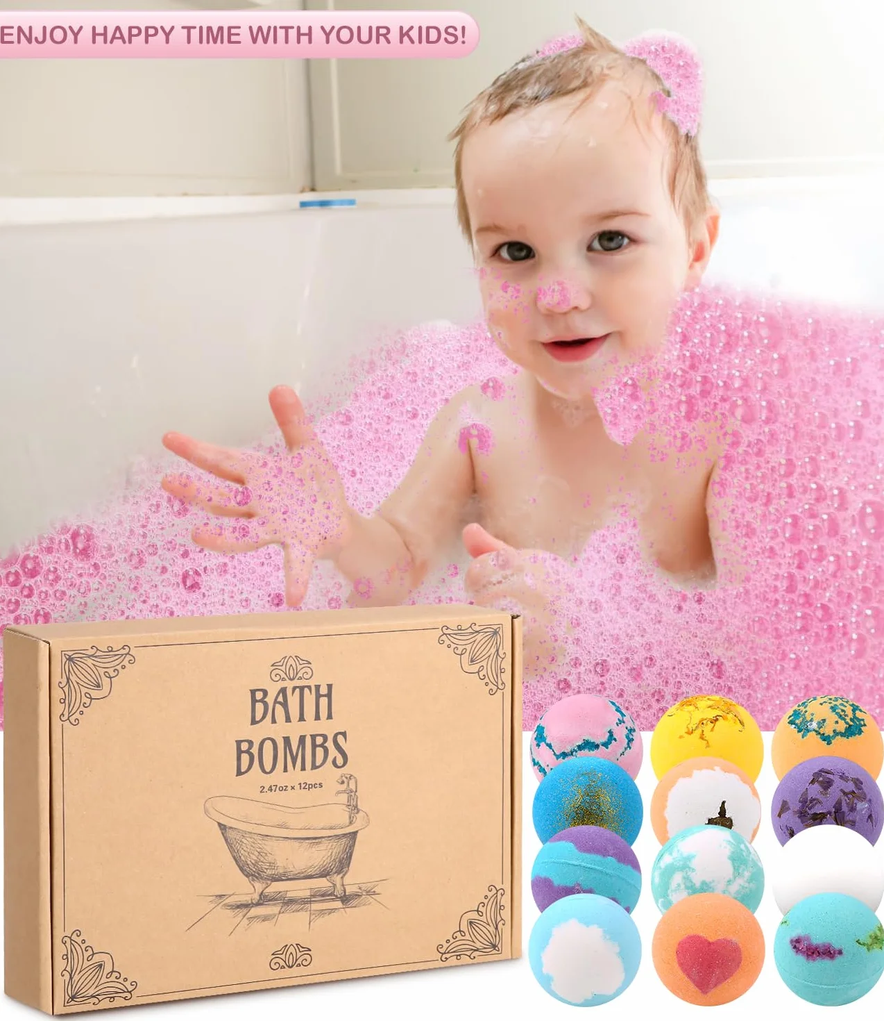 12 Bomby do kąpieli Naturalne i organiczne bomby do kąpieli z bąbelkami Zestaw podarunkowy, Kąpiel z bąbelkami Spa Relaksujący prezent Spa Boże Narodzenie, Boże Narodzenie Walentynki Prezent