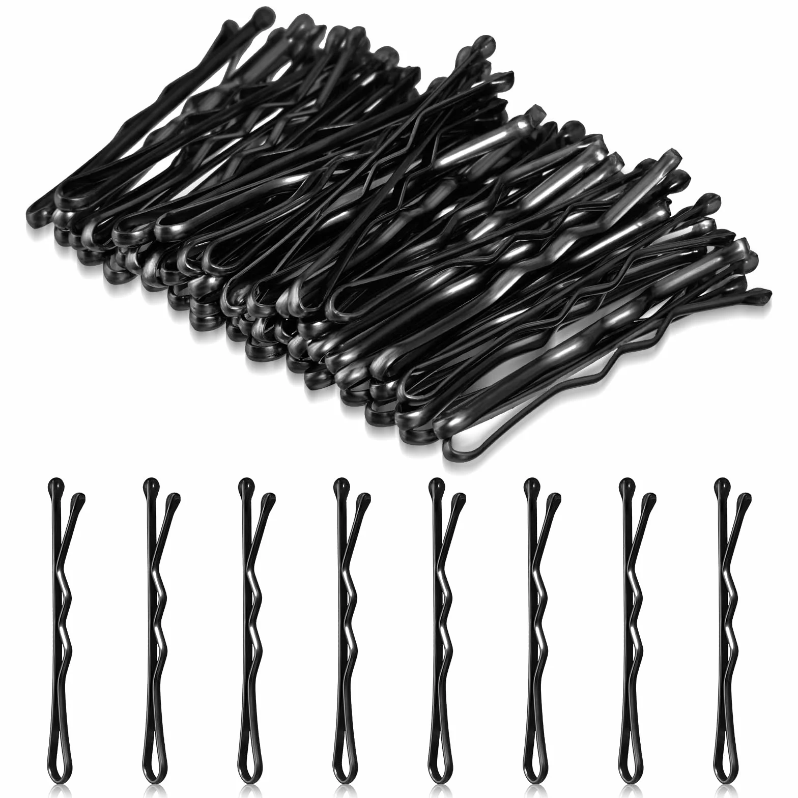 50 sztuk małych spinek do włosów, 3,5 cm, małe spinki do włosów, mini Bobby, falowane, metalowe spinki do włosów dla kobiet, dziewcząt, dzieci (czarne)