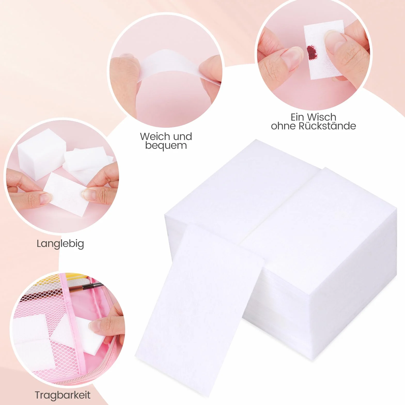 Waciki do manicure niestrzępiące się 300 sztuk