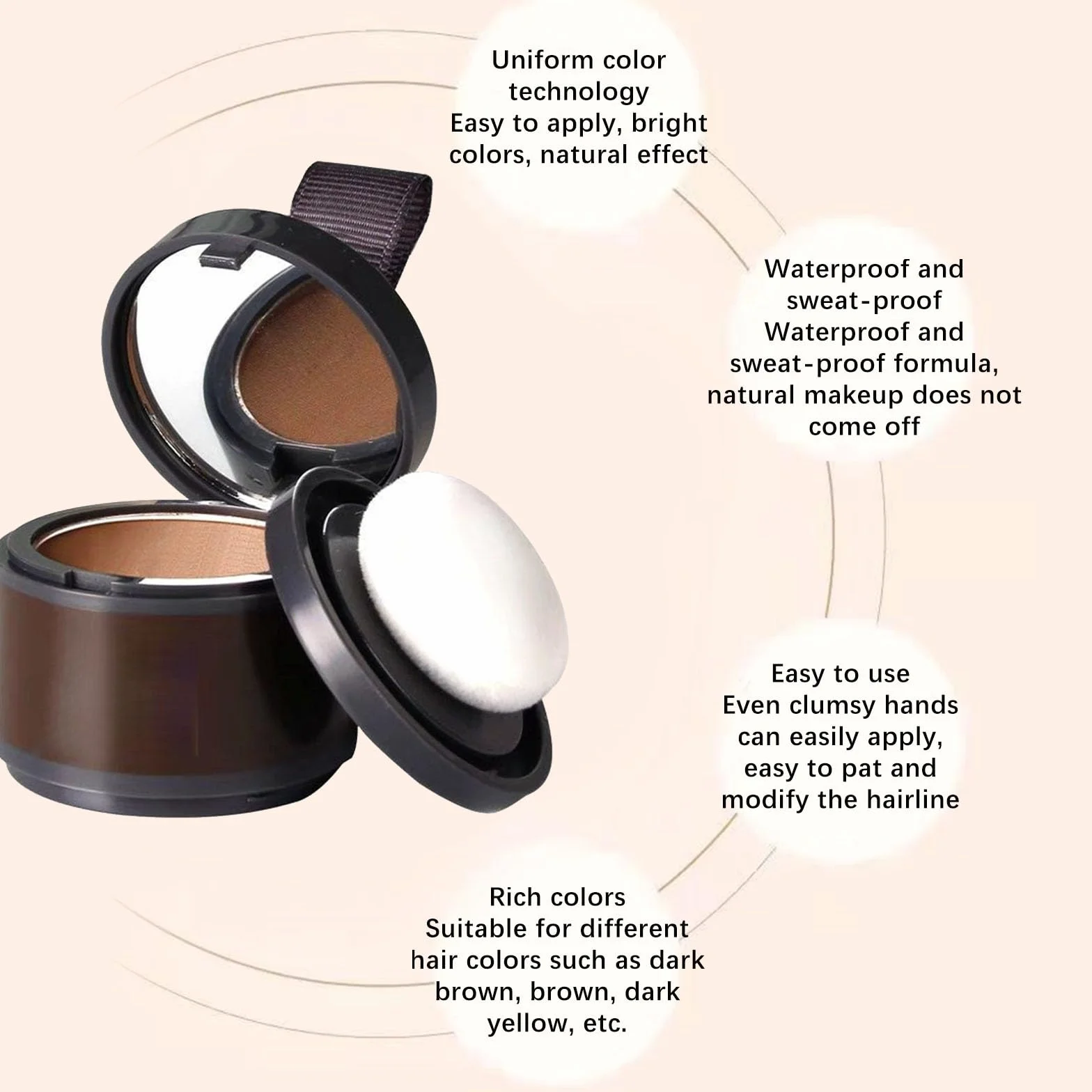 Hairline Powder,Natychmiastowa linia włosów w proszku,proszek z korzeni włosów,pokrywa korzeniowa,linia włosów,do wypełniania rozjaśnionych włosów,korektor korzeni włosów do makijażu dla