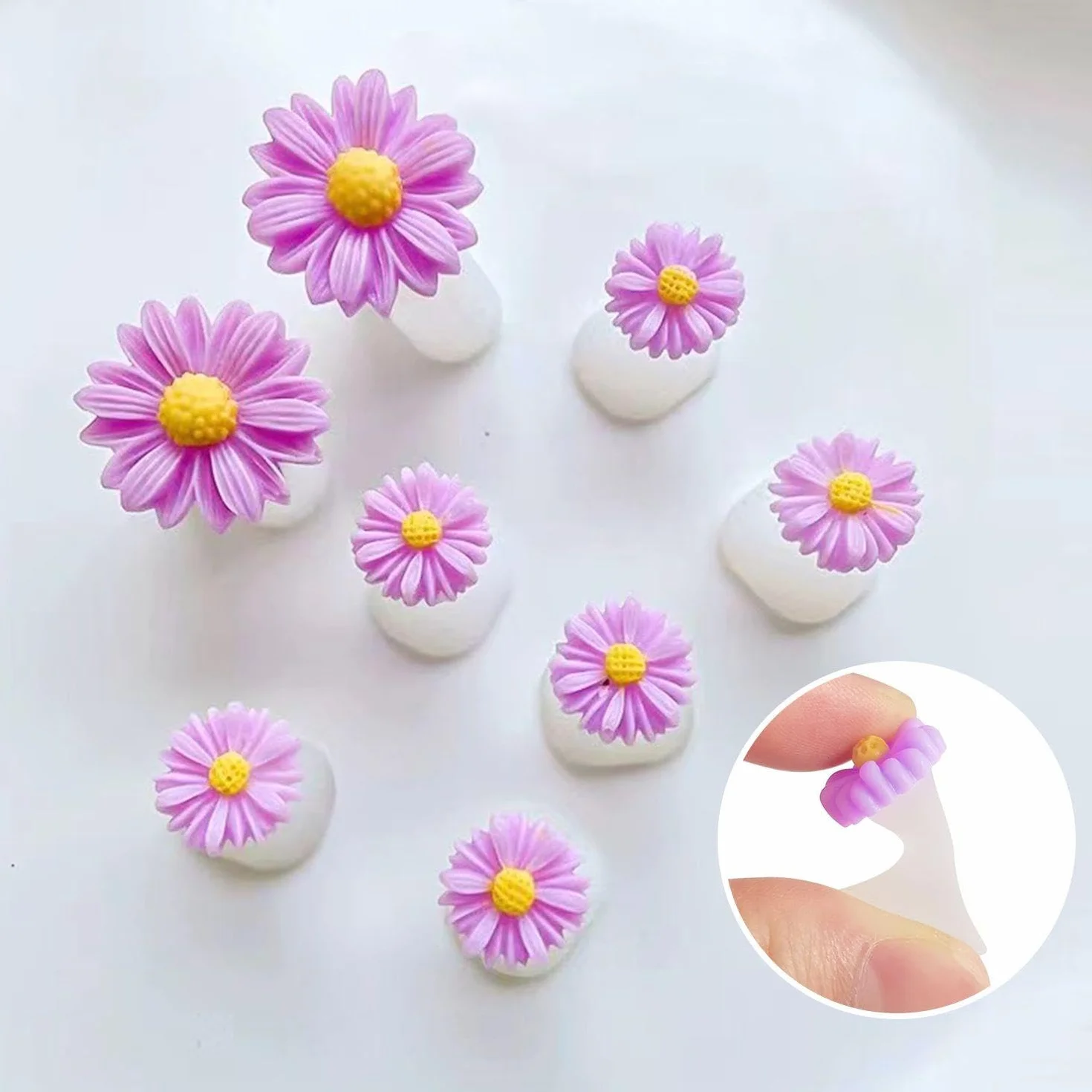 16 separatorów palców w kształcie kwiatu i 10 pilników do paznokci, urocze silikonowe separatory do palców, narzędzia do manicure, narzędzia do manicure, akcesoria do manicure