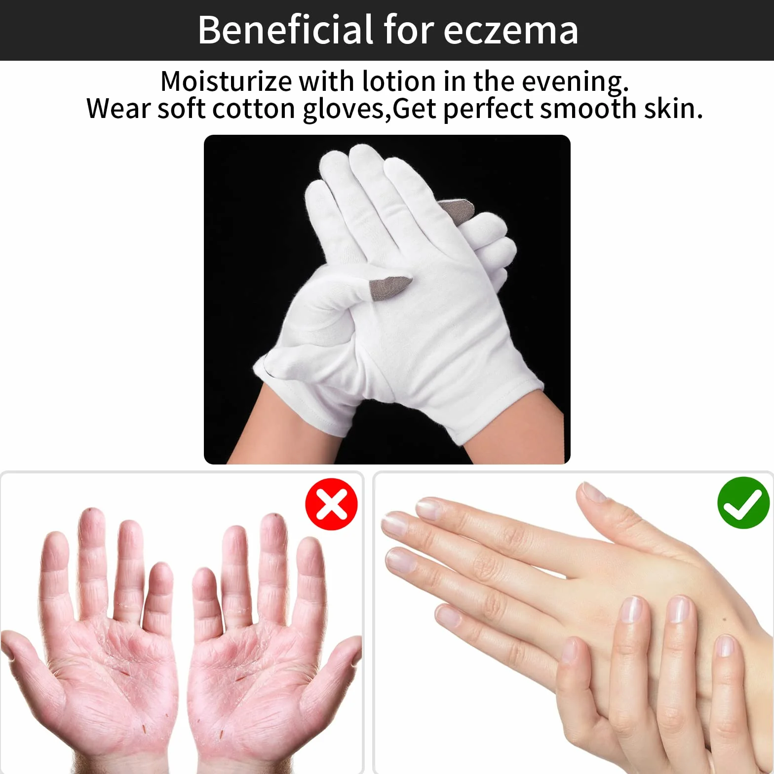 Bawełniane rękawiczki nawilżające do ekranu dotykowego 1 para