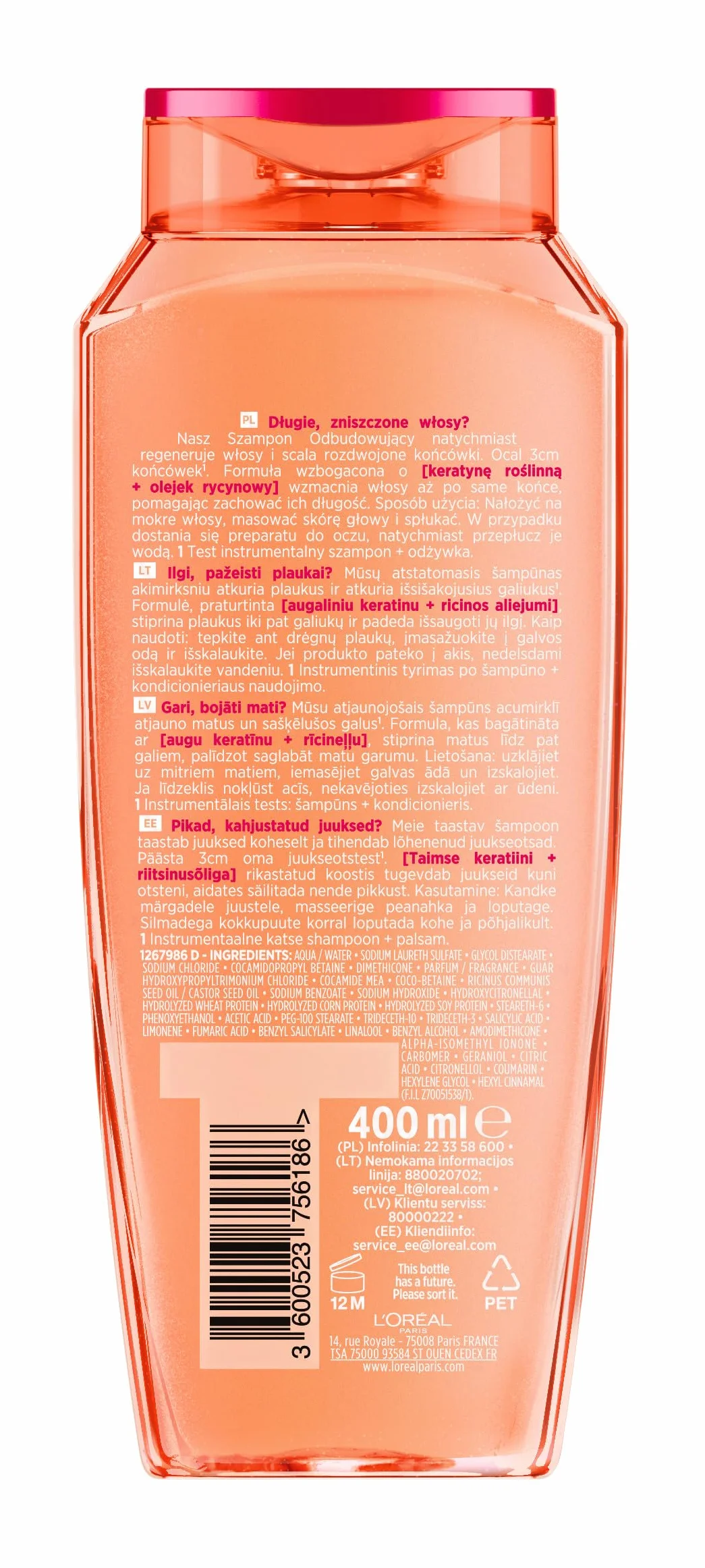 L'Oreal Paris_Hair Care Elseve Dream Long Szampon Odbudowujący Dla Włosów Długich I Zniszczonych 400 Ml